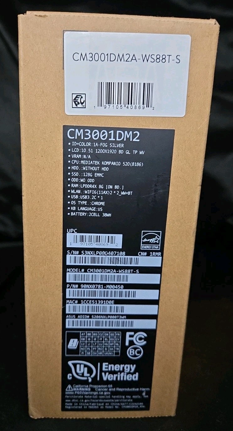 ASUS Chromebook CM3001DM2A-WS88T-S 10.5″ WUXGA Touchscreen (Silver) 8G/128GB