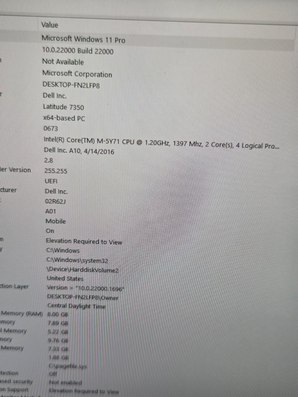 10296 Latitude7350 2in1w/charger.Dead Battery!Core M5Y71.8GB.128GB.13.3″FHDTouch