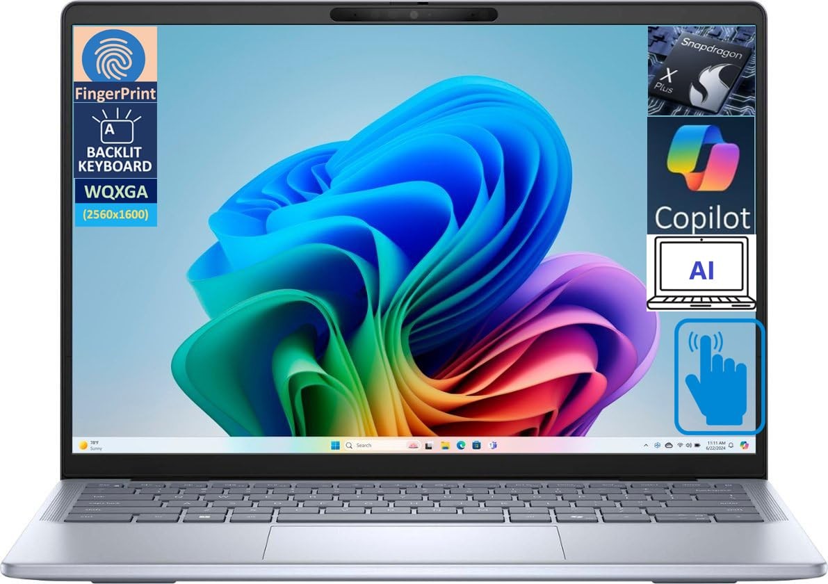 Dell Inspiron Plus 14″ TS Laptop Snapdragon XPlus X1P-64 – 16GB – 512GB Ice Blue