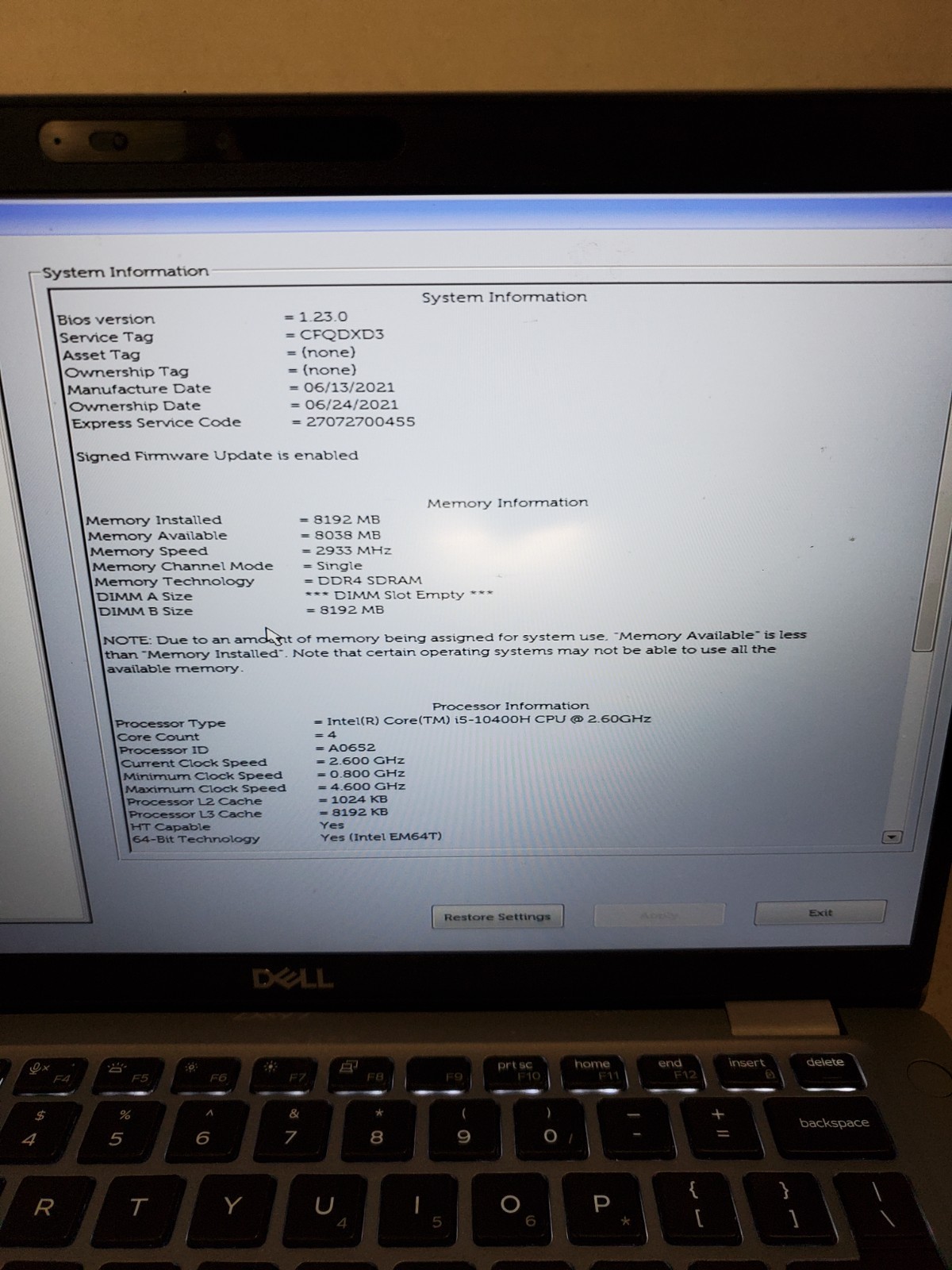 DELL Latitude 5411 14″ Laptop Core i5-10400H 8GB RAM 256GB SSD Win11 #69