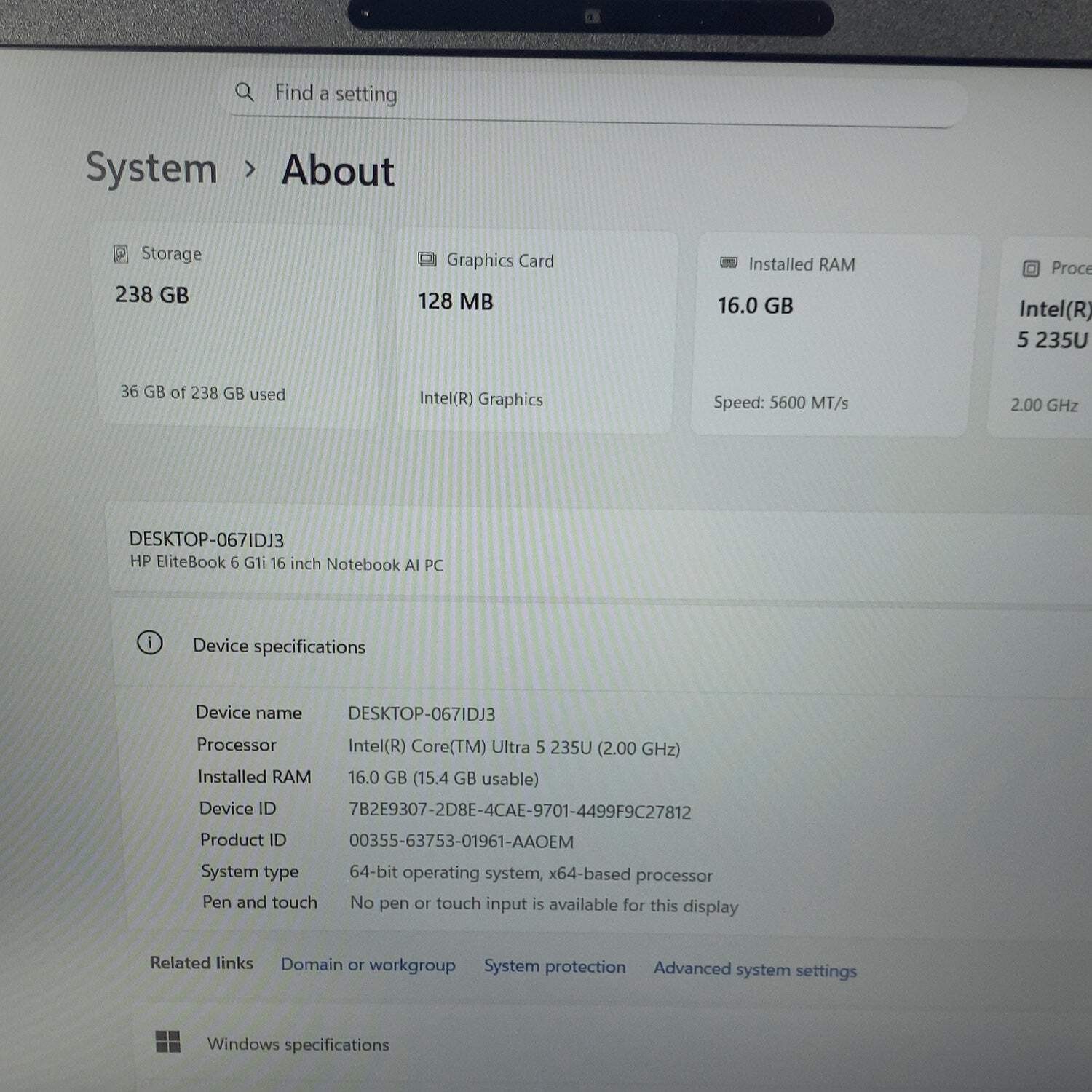 HP EliteBook 6 G1i CY5P9UP 16″ Ultra 5 235U 2.0GHz 16GB RAM 256GB SSD