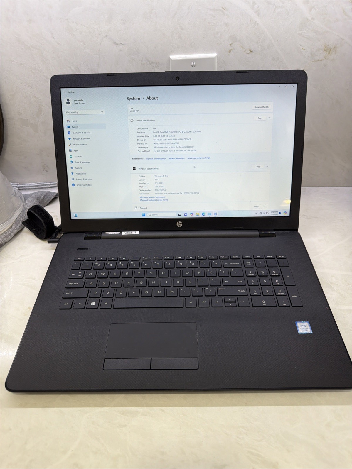 HP NoteBook 17-bs011dx 17.3″ HD+ i5-7200U 8gb Ram 256gb SSD W11 Pro Charger