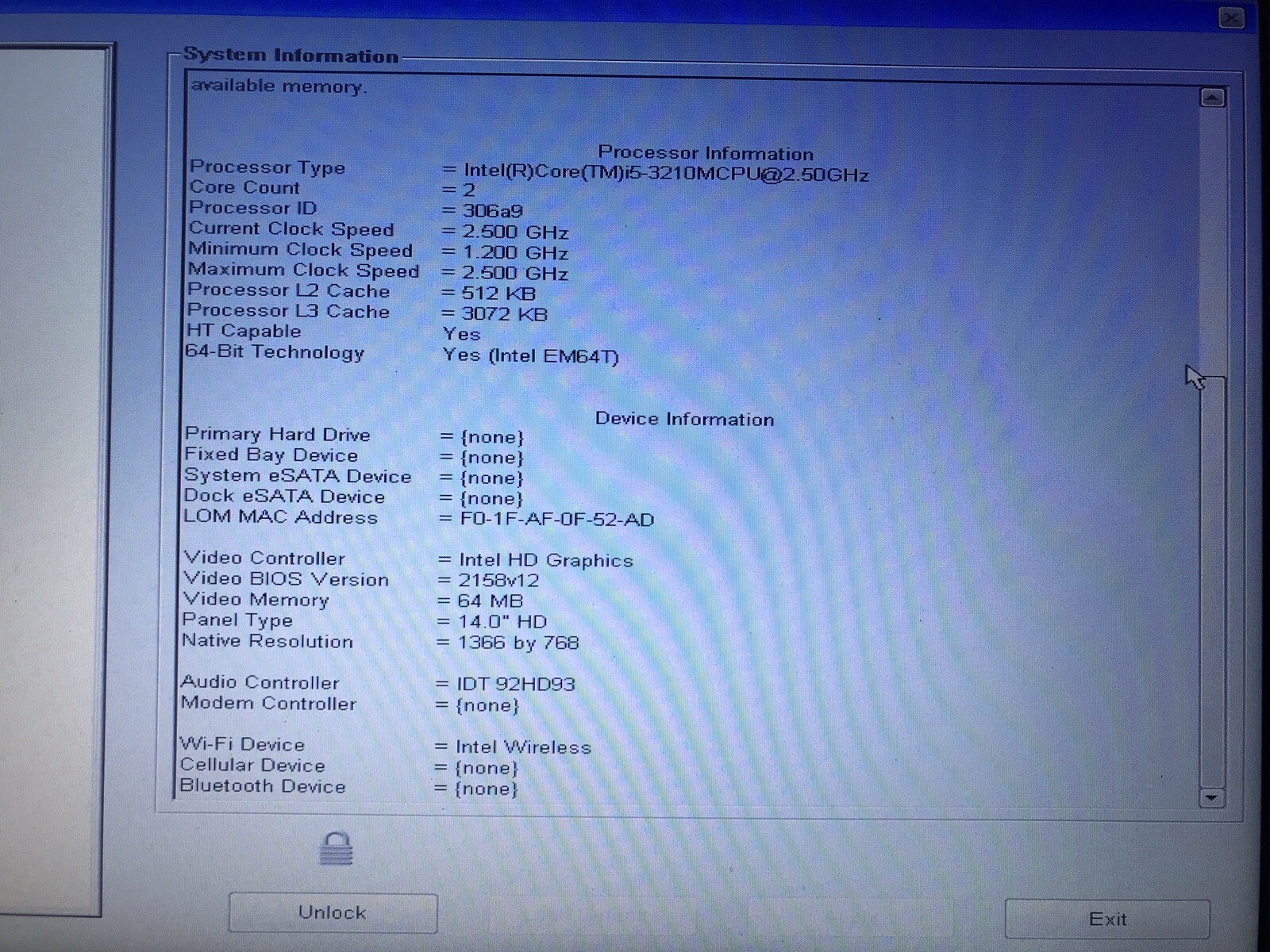 Dell Latitude E5430 non-vPro Intel i5-3210 2.50GHz 4GB Ram No HDD No OS NO BATT