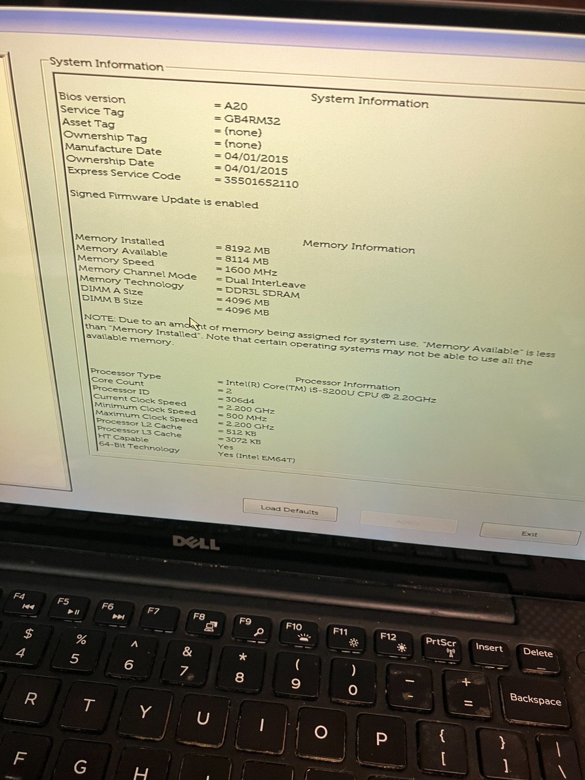 Dell XPS 13 9343 Intel i5-5200U 2.2GHz 8 GB NO HDD, For Parts