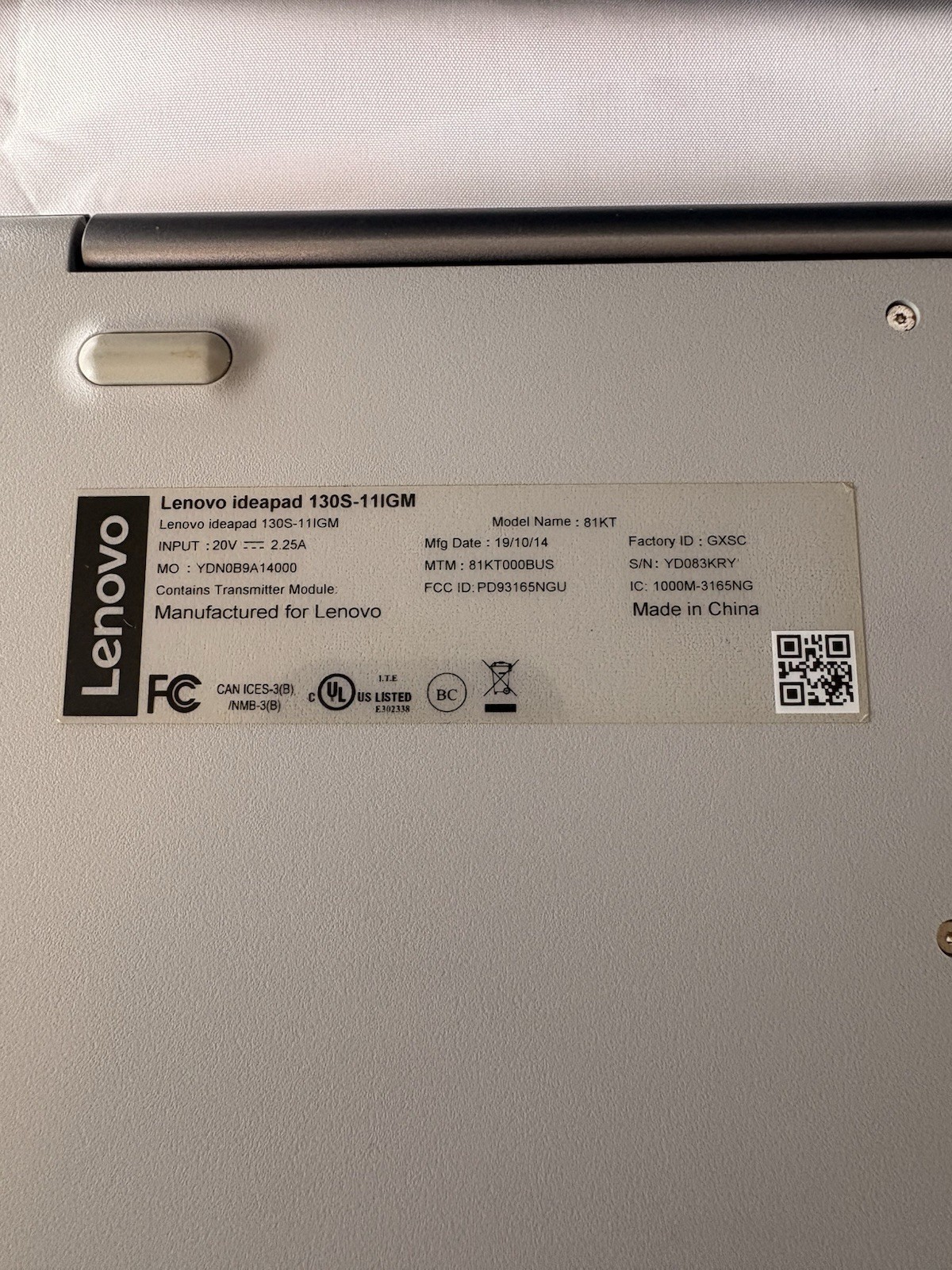 Lenovo IdeaPad 130S-11IGM 11.6” Laptop Windows 10 w/ Charger Tested