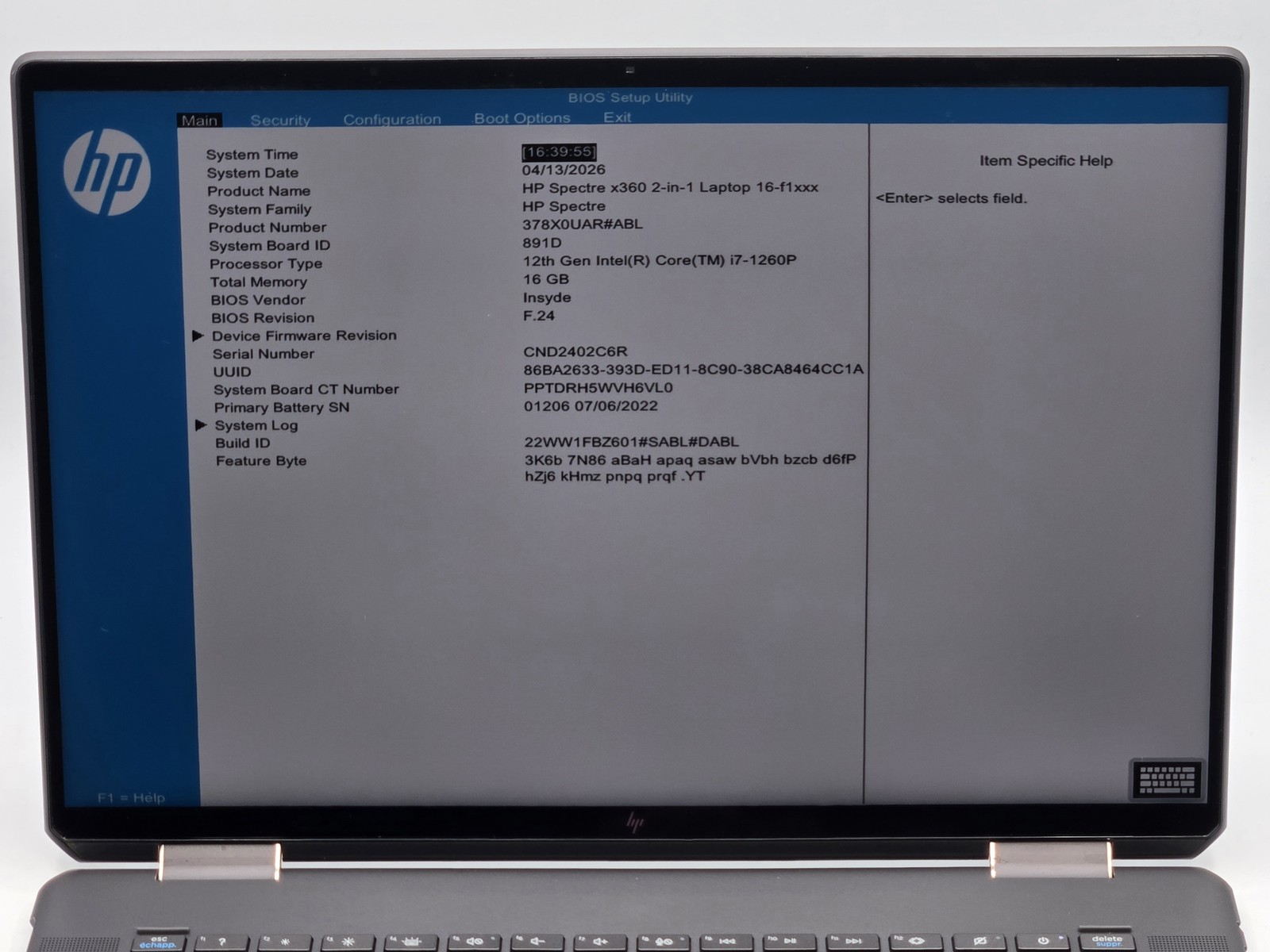 HP Spectre x360 2-in-1 16″ Touch I7-1260P 2TB 16GB W11 Webcam Backlit FP Reader