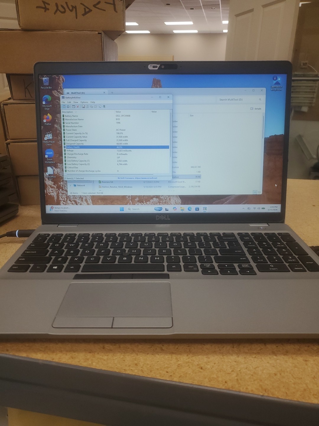 Dell Precision 3550 Laptop – i5-10310U 8GB 256GB SSD 15.6″ 051526-7