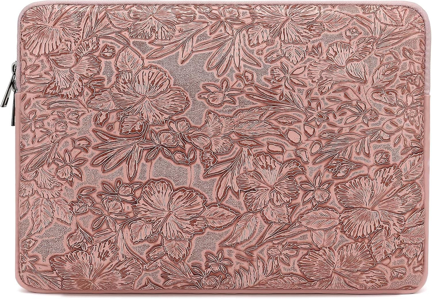 Embossing Floral Pattern PU Leather Laptop Sleeve Case for MacBook Pro 16 inch