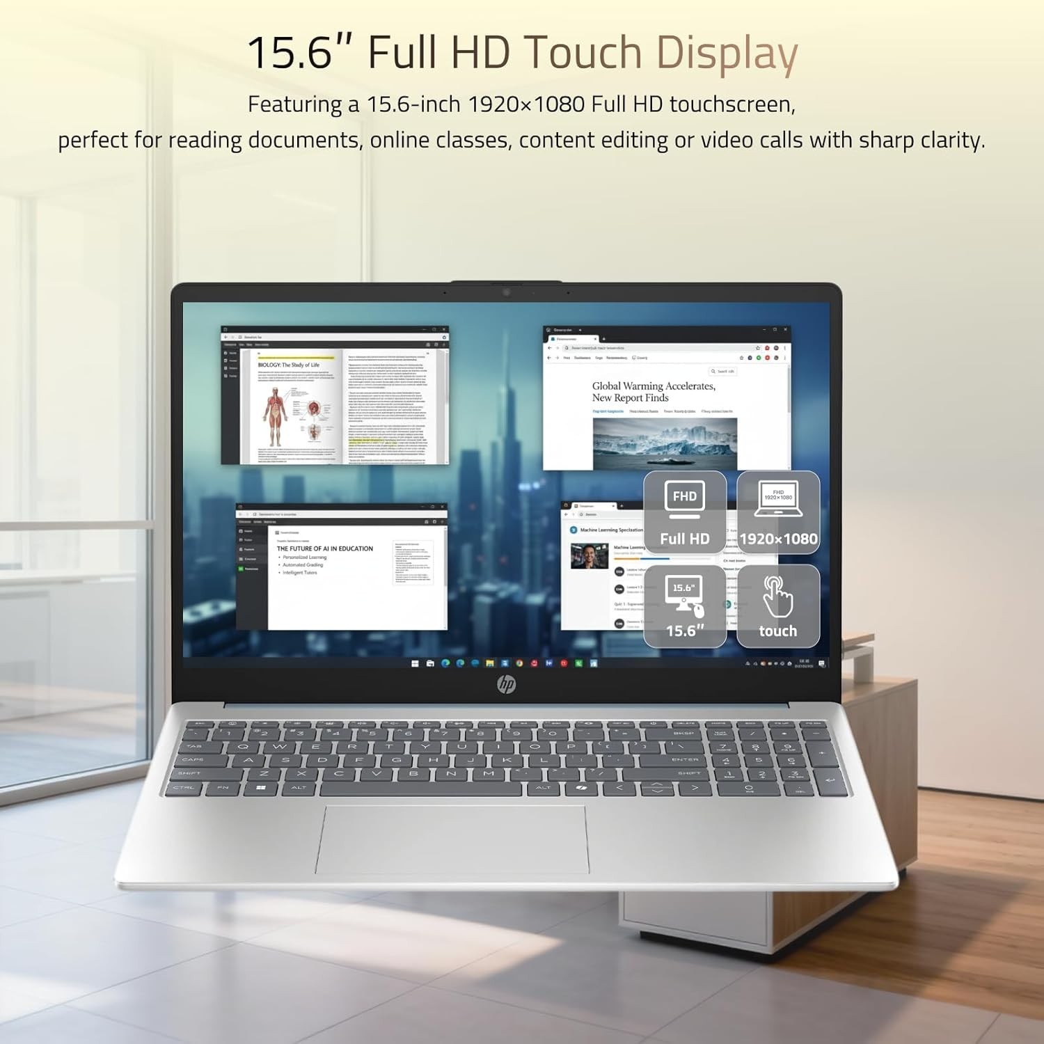 HP 15.6″ FHD Touchscreen Laptop, Intel 8-Core i3-N305, 16GB RAM 512GB SSD, Blue
