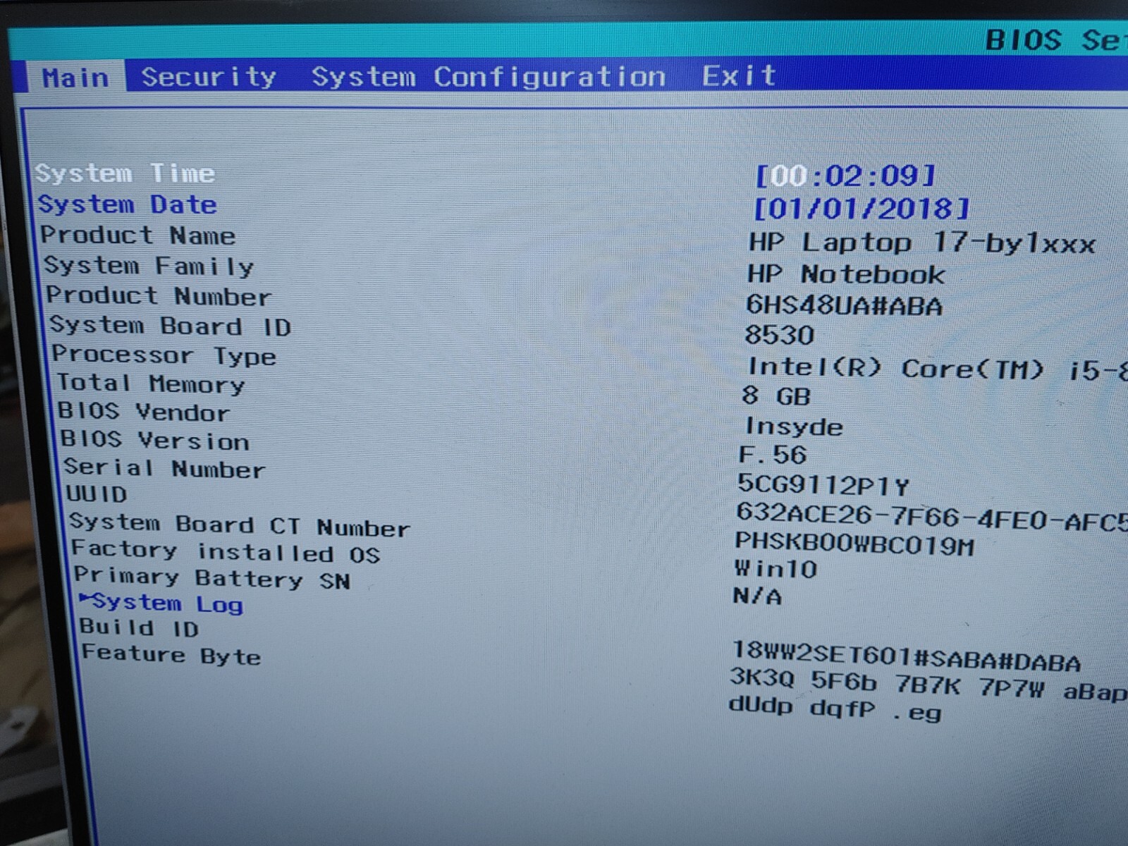 HP 17-by1xxx Core i5-8265U@ 1.60GHz, NO RAM ,NO HD( Selling Motherboard)