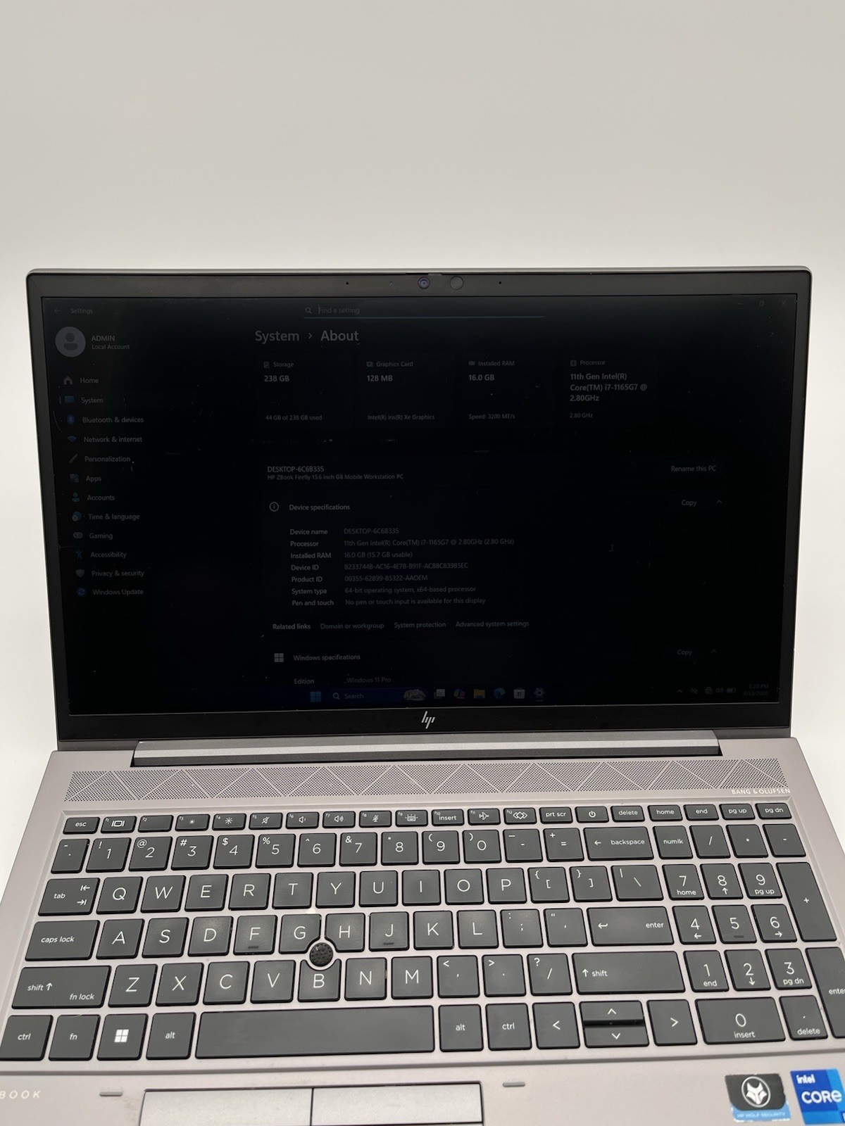 HP ZBook Firefly 15 G8 i7 11th Gen 16GB 256GB SSD Win 11 Pro – No Webcam