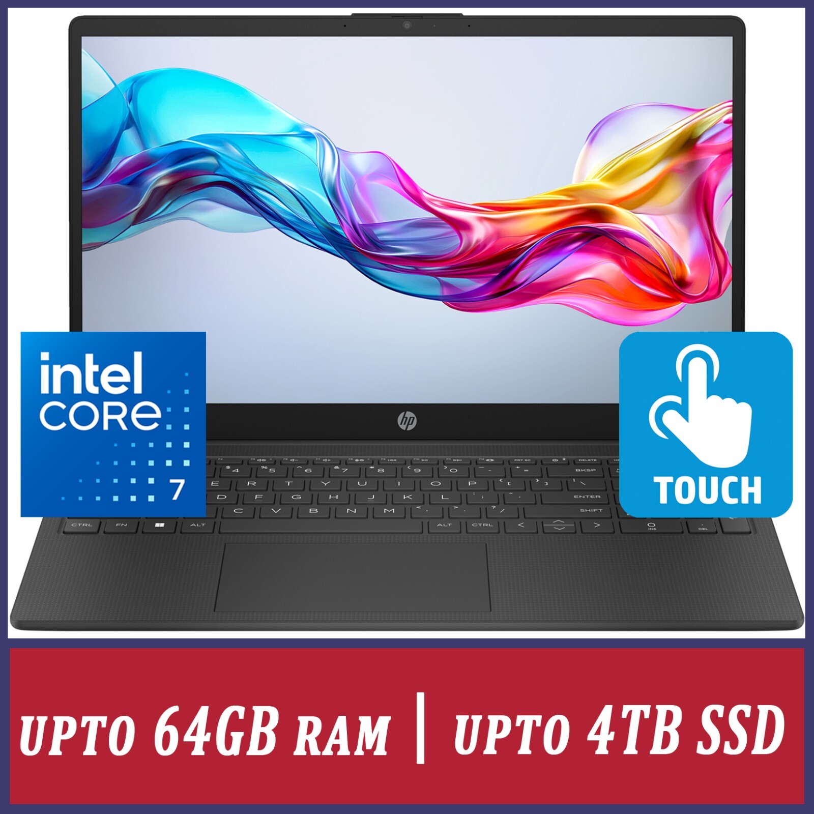 HP – 15.6″ Touch Laptop – Intel Core 7 – Upto 64GB Memory – Upto 4TB SSD – Black