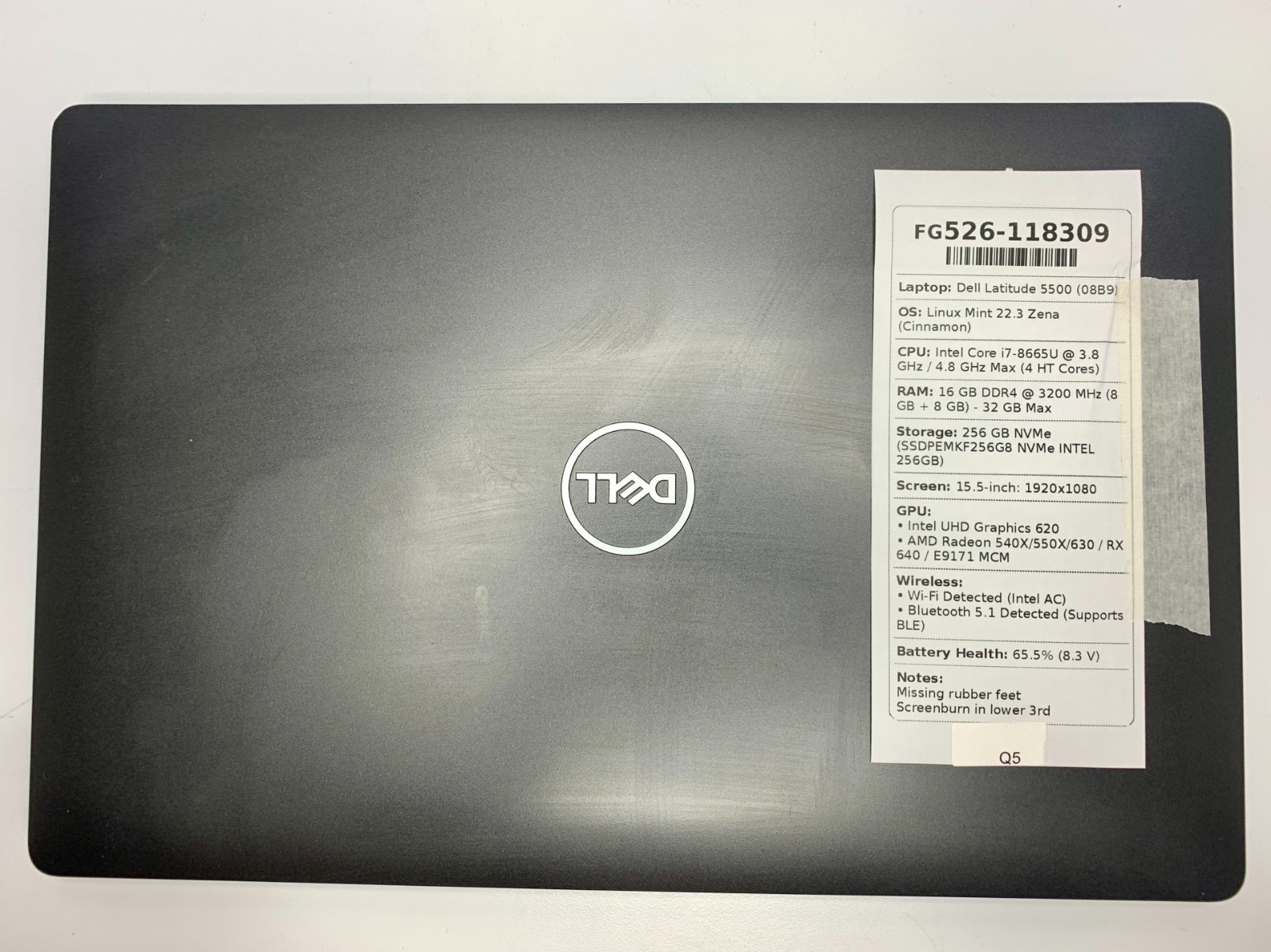 Dell Latitude 5500 | i7-8665U | 16GB RAM | 256GB NVMe | LINUX | READ