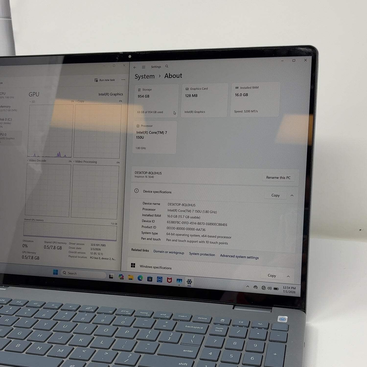 Dell Inspiron 5640 16″ Core 7 150U 1.8GHz 16GB RAM 1TB SSD – Read Description