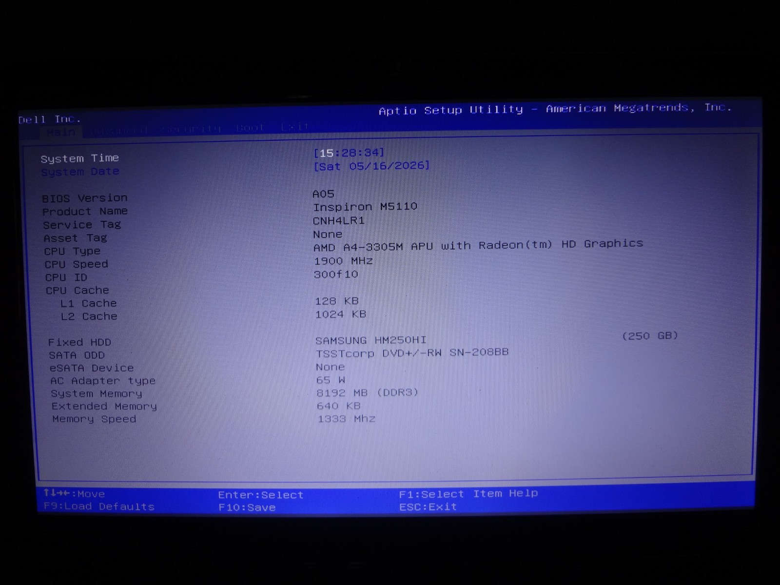 DELL INSPIRON M5110 LAPTOP COMPUTER WIN 10 AMD A4-3305M 8GB DDR3 RAM RADEON DVD