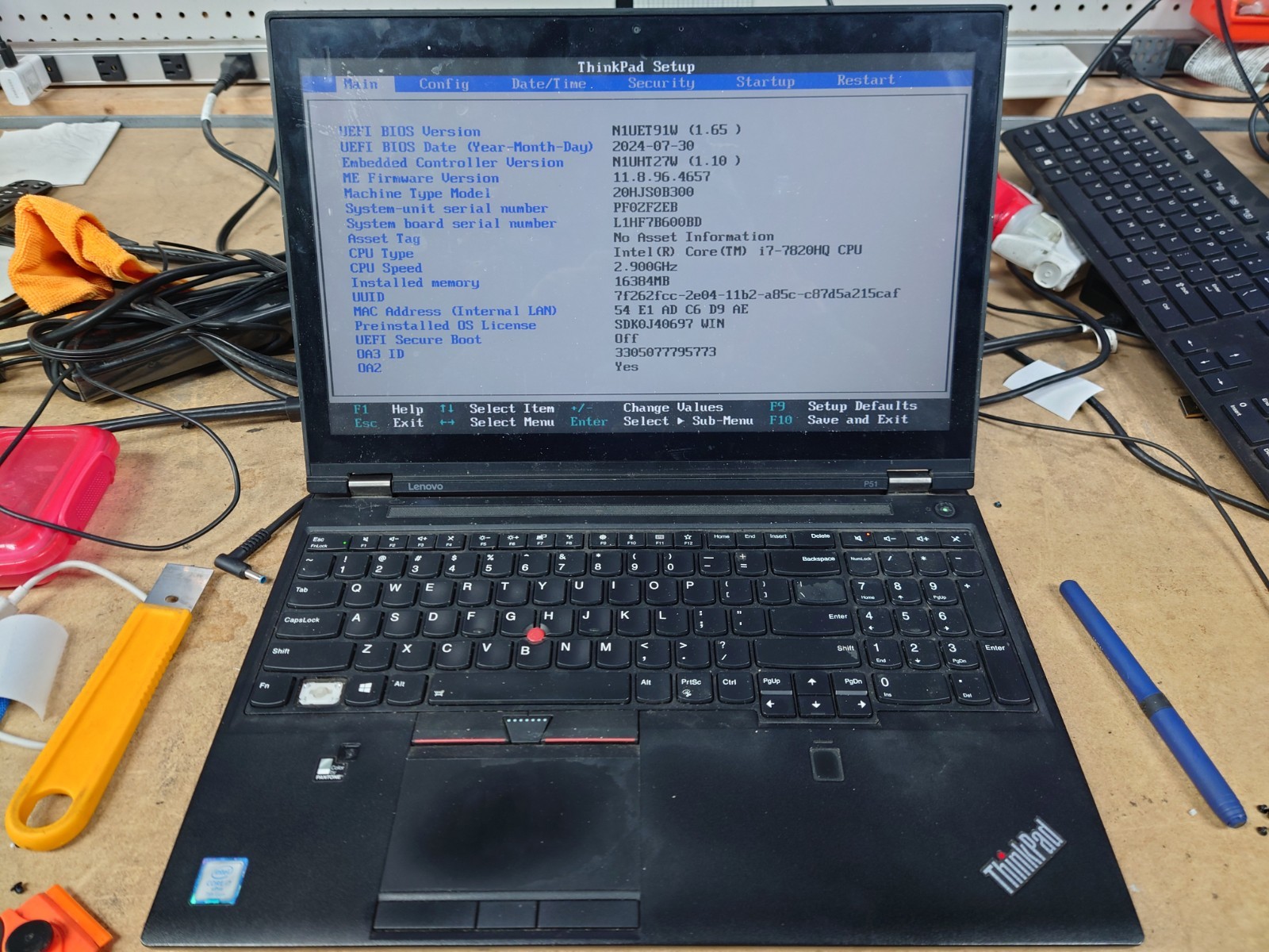 Lenovo ThinkPad P51 15.6″ i7-7820HQ 16GB RAM 512GB SSD NVIDIA M1200M No OS