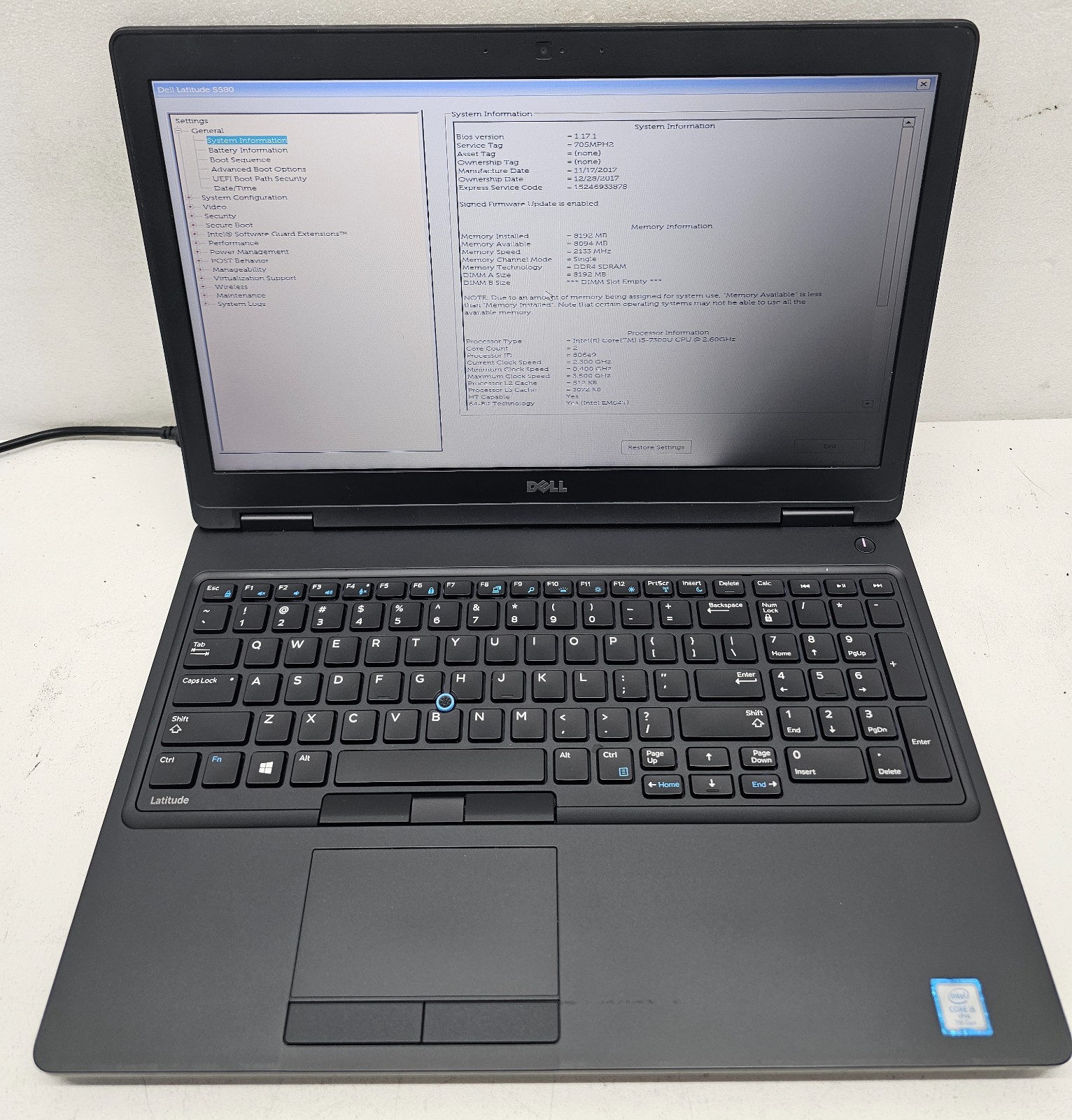Dell Latitude 5580 15.6″ Laptop Intel Core i5-7300U 8GB RAM NO HD/OS (FL)