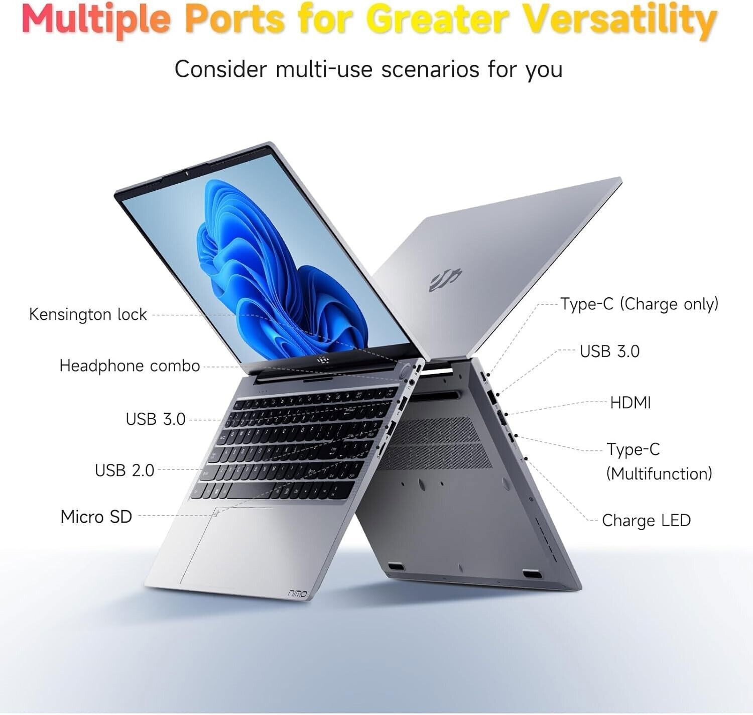 NIMO 15.6″ IPS FHD Student Laptop Intel i3-1215U Up to 4.4 GHz 8GB RAM 128GB SSD