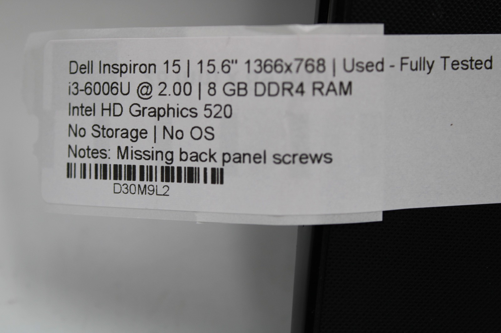 Dell Inspiron 15 3567 i3-6006U @ 2.00 GHz 8GB RAM No SSD No OS