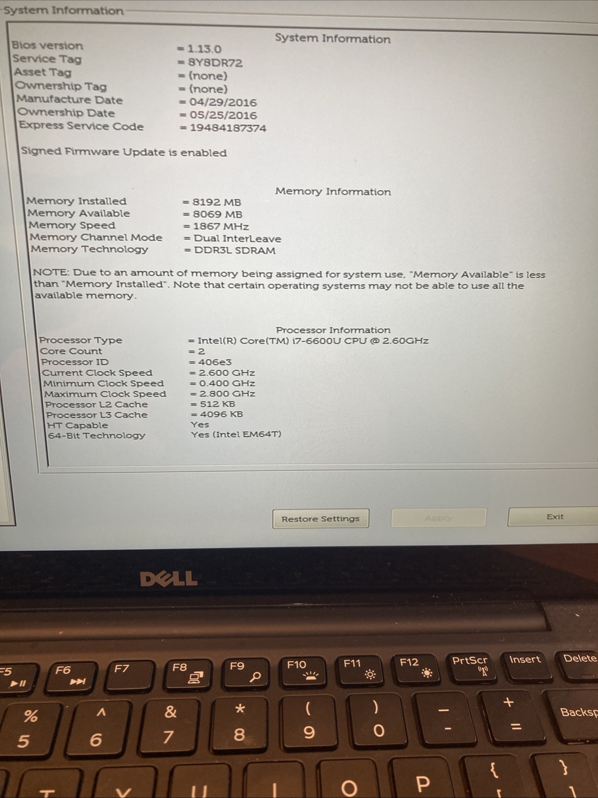 Dell XPS 13 9350 13″ Laptop Intel i7-6600U 8GB RAM No SSD Touchscreen