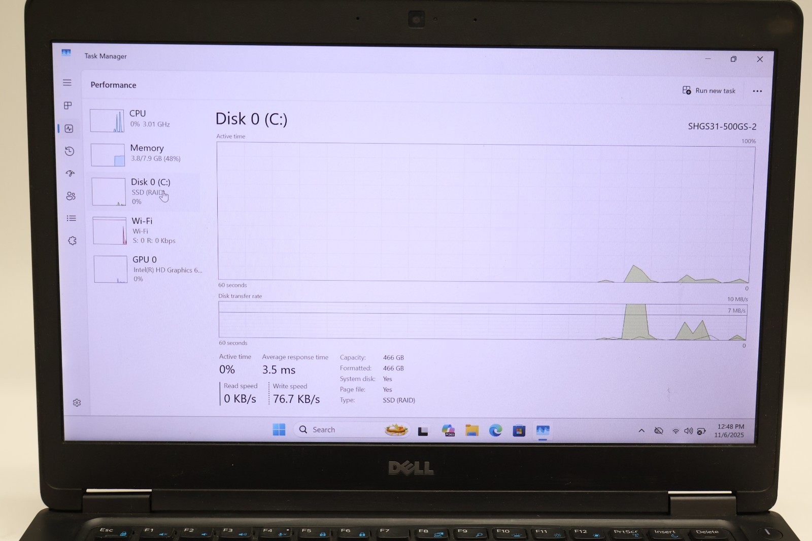 Dell Latitude 5480 i7-7820HQ 8GB Ram 500GB HDD Laptop Win 11 Pro Poor Battery