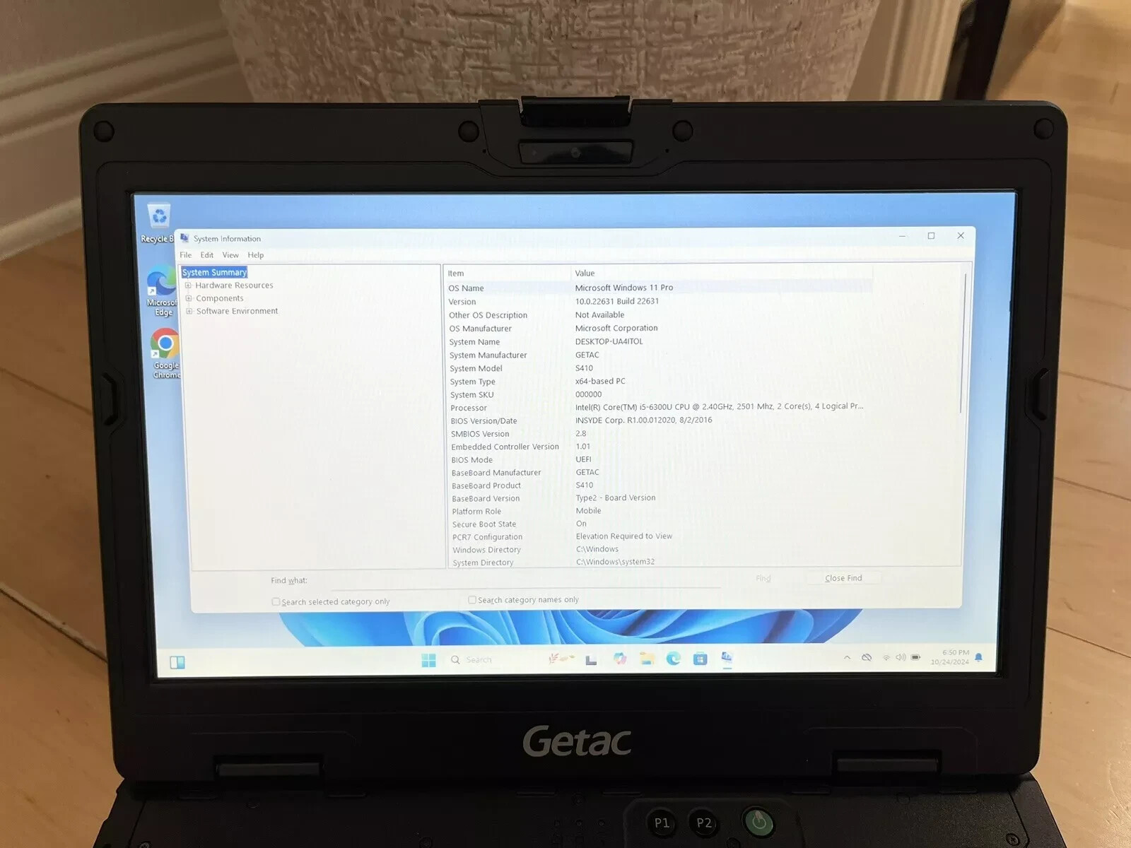 Getac S410 Rugged Laptop Core i5-6300U @2.40GHz 8GB 512GB SSD Win 11 Touch 4G