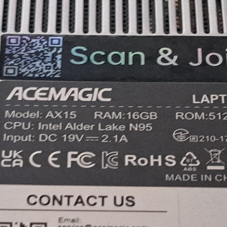 Acemagic AX15 Laptop Intel Alder Lake N95 16GB RAM 512GB SSD Silver