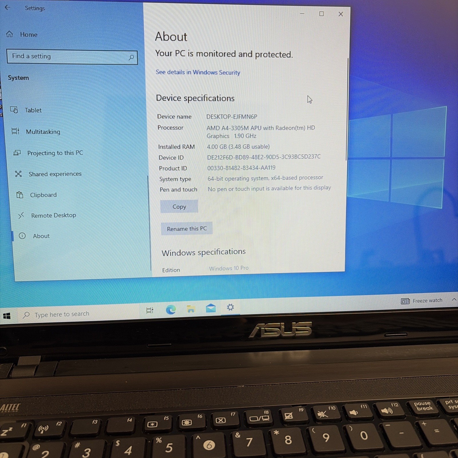 Asus X53E RS52 15.6″ AMD A4 2.5GHz 4GB RAM L81
