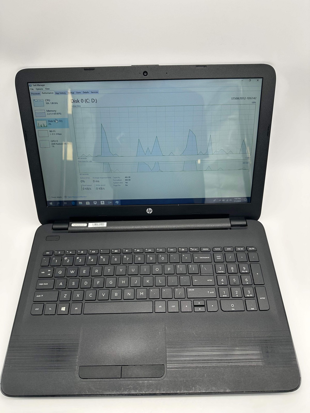 HP 15-ba009dx 15-inch Laptop AMD A6 4GB RAM 16GB Black
