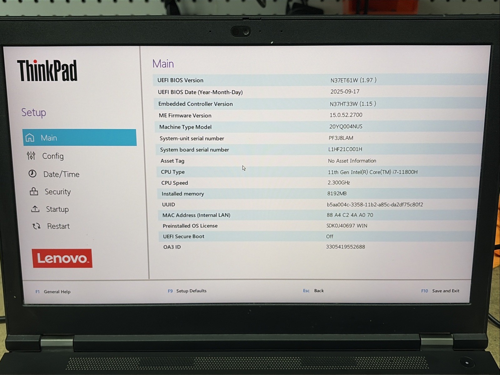 Lenovo ThinkPad P15 Gen 2 15.6″ UHD i7-11800H 32GB 512GB NVIDIA T1200 No OS