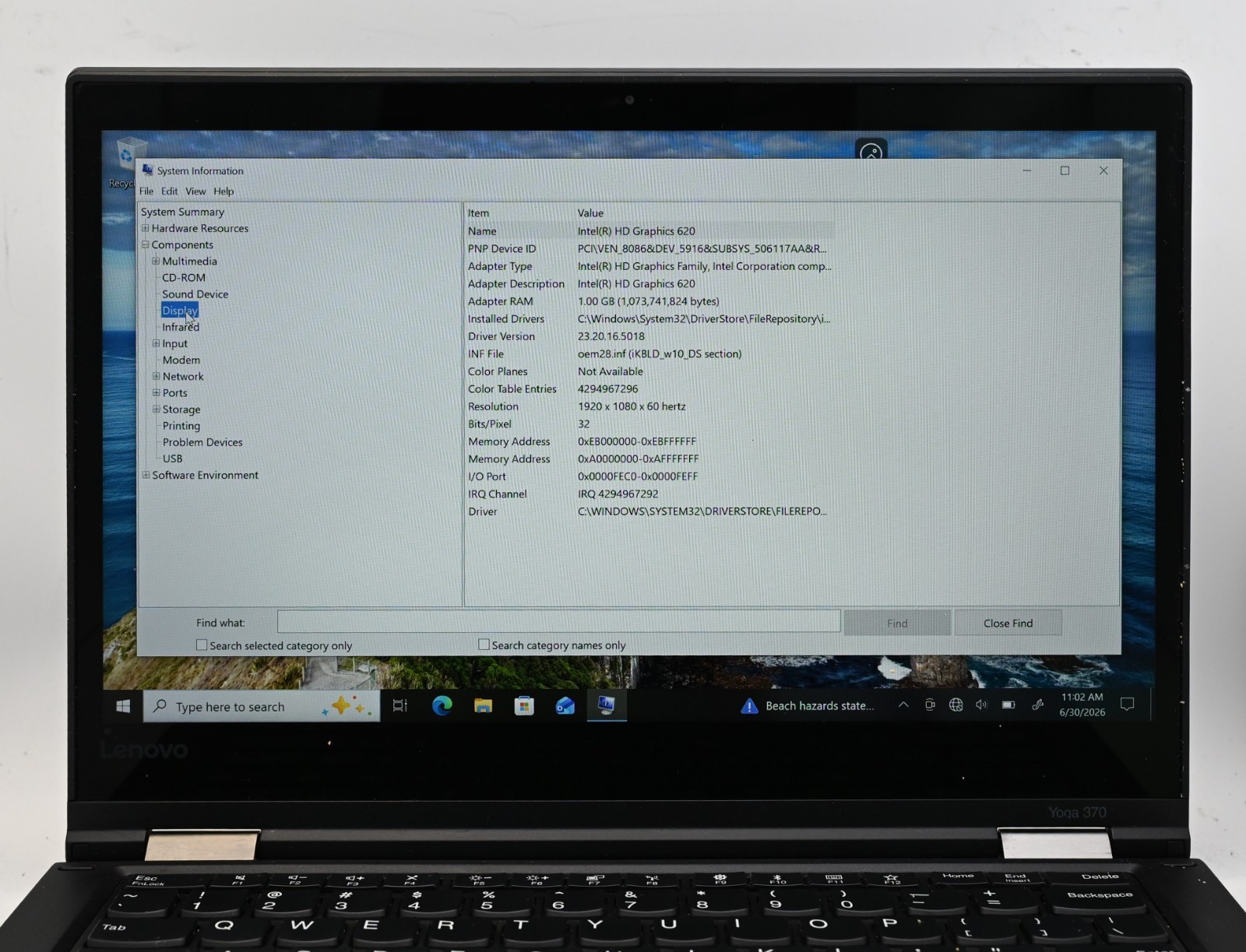 Lenovo Thinkpad Yoga 370 (2-in-1) i5-7200u 2.5GHz 8GB RAM 128GB SSD Windows 10 P