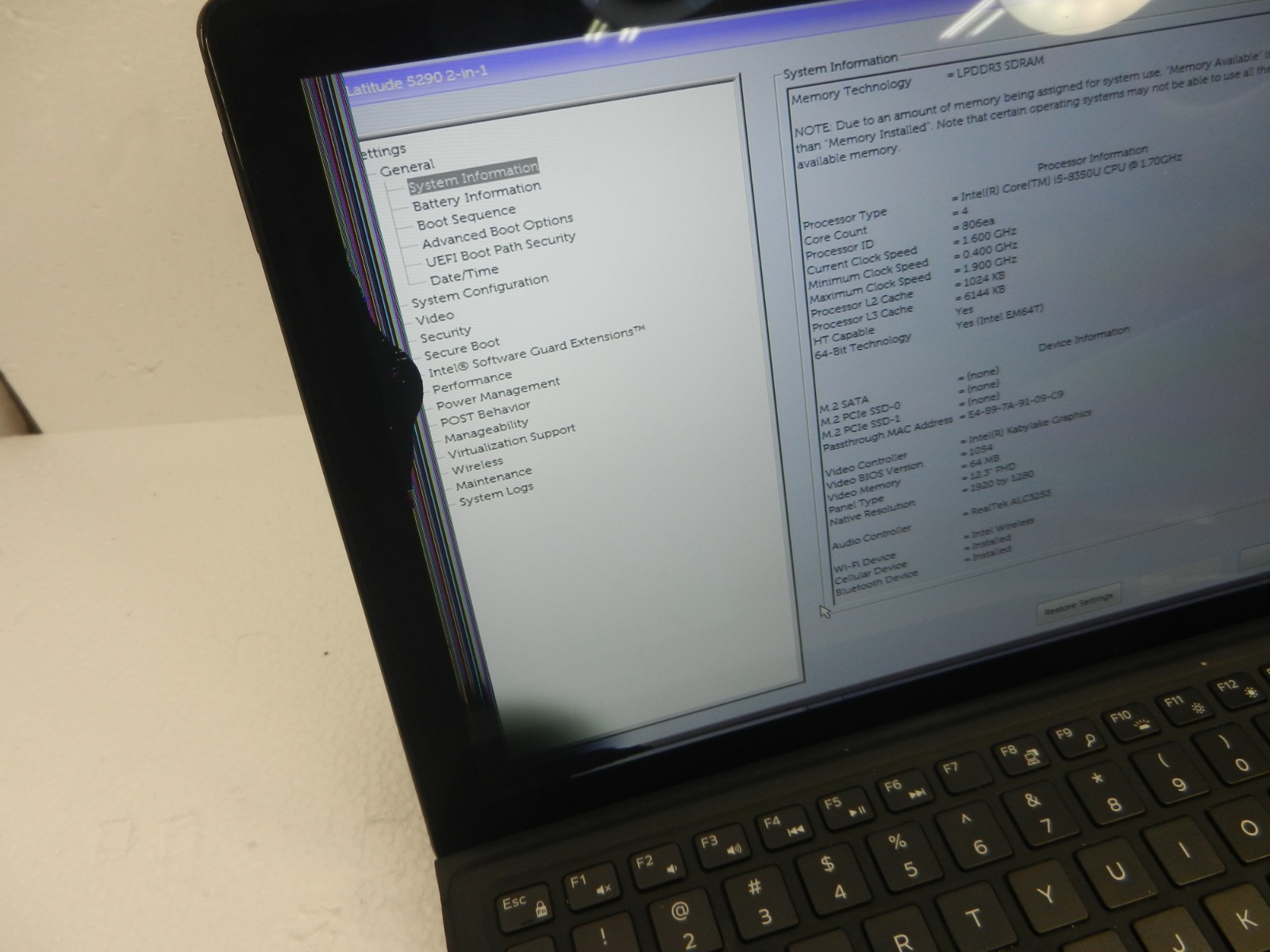 Dell 5290 2-IN-1 Tablet CORE i5-8350U @ 1.70Ghz / 8GB / No HDD – SCREEN ISSUES*