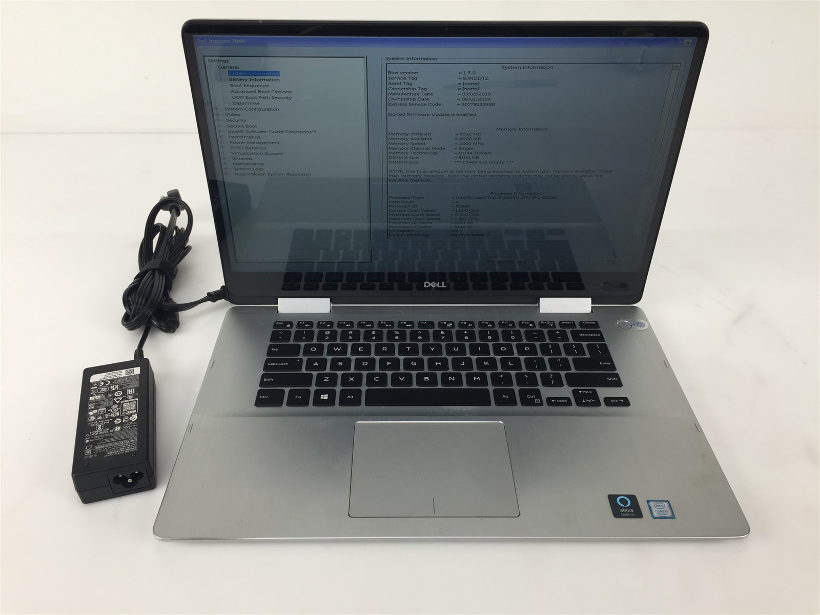 Dell Inspiron 7586 2-in-1 Intel i5-8265U 1.60GHz 8GB RAM 256GB SSD Windows 10