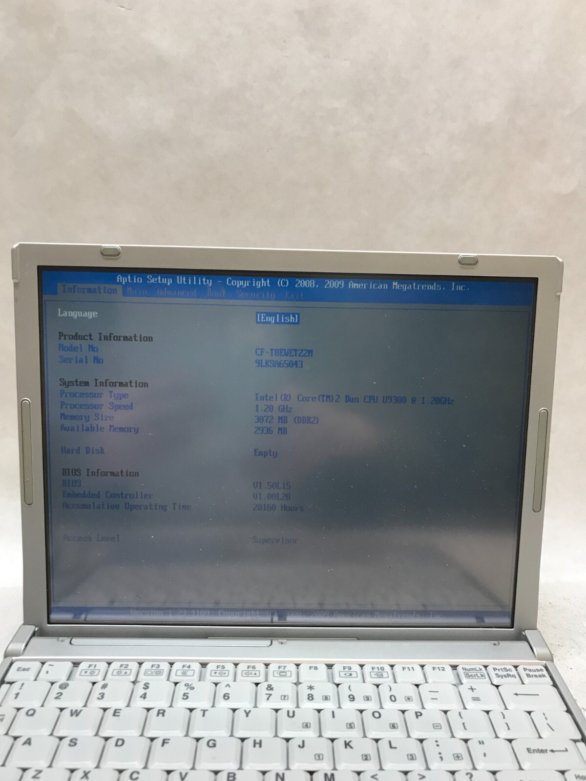 Panasonic ToughBook CF-T8 12.1″ Core 2 Duo U9300 1.2GHz 3GB RAM NO HDD/OS – -DW