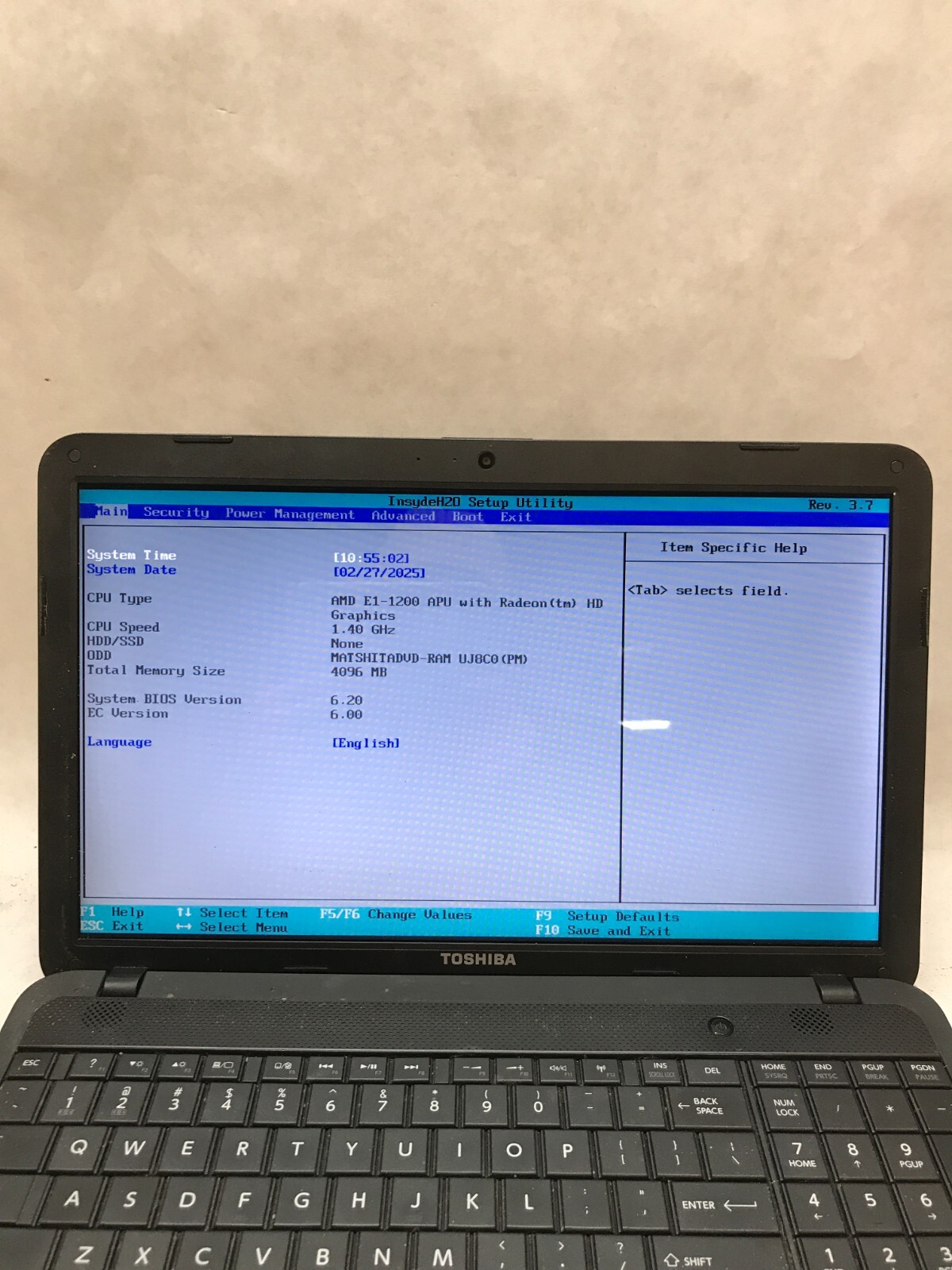 Toshiba Satellite C855D-S5201 15″ AMD E1-1200 1.4GHz 4GB RAM NO HDD/OS AS IS -DW