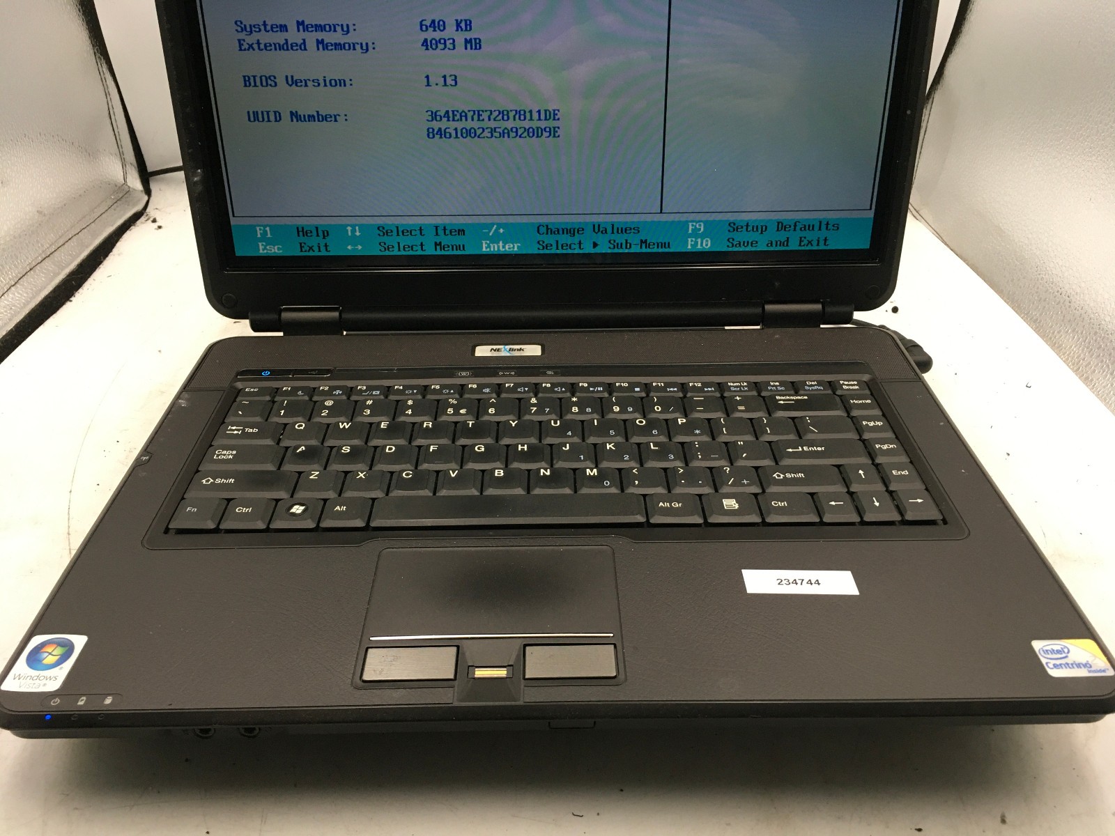 NEXLINK HL90 – BOOTS TO BIOS – INTEL CENTRINO 2 – 4GB RAM – 15″ – READ DESC -BB