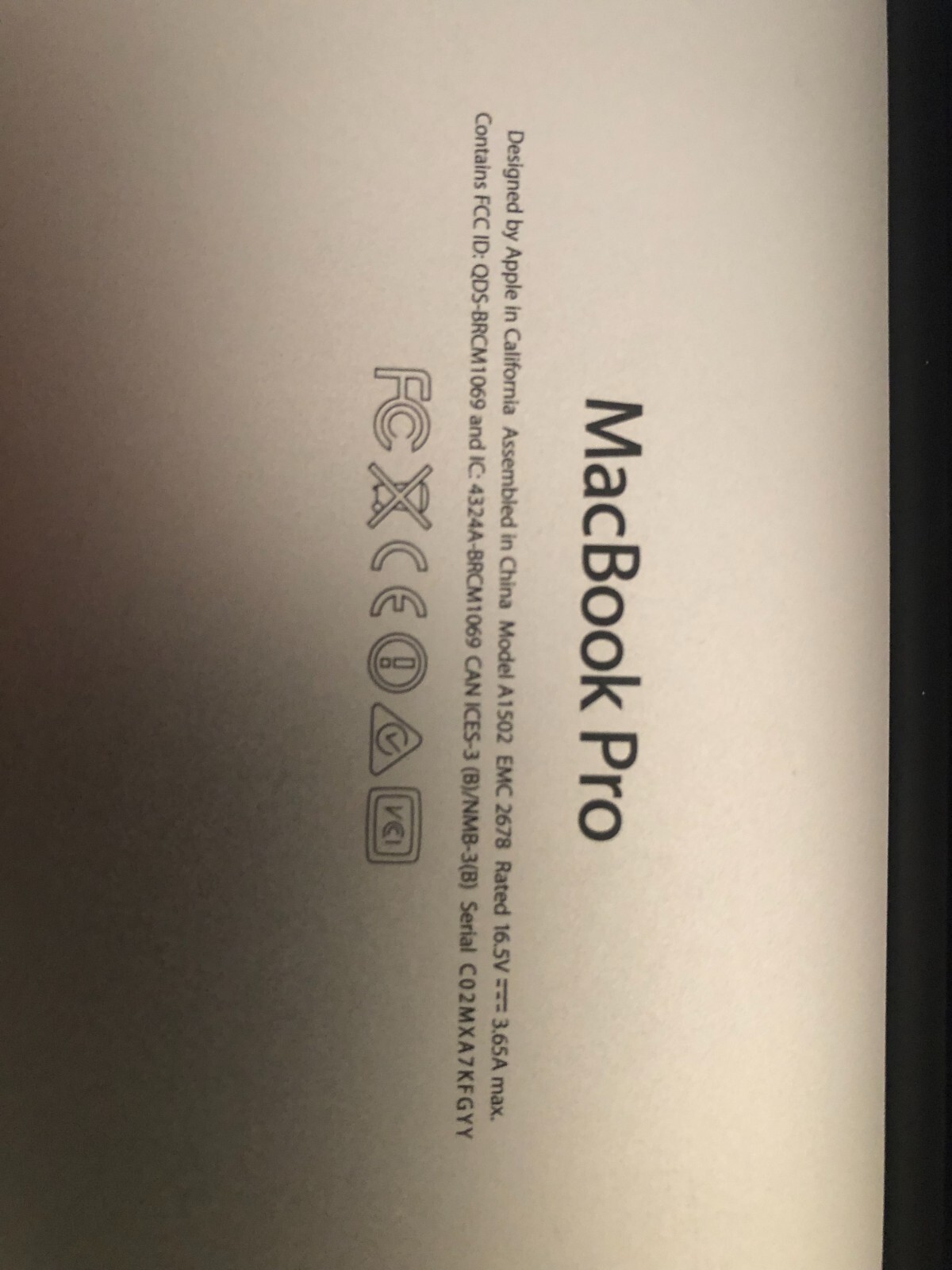 mac book pro retina 13″ A1502 2678 EMC