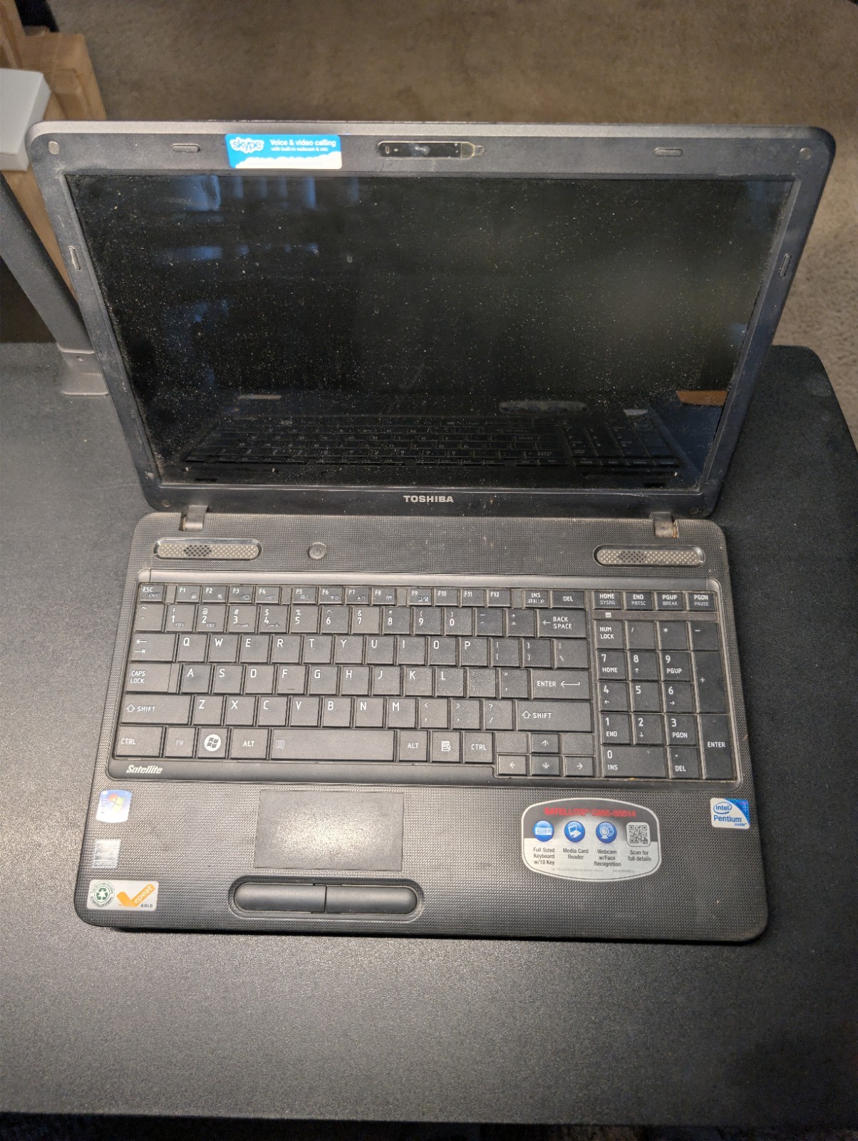 Toshiba Satellite C655-S5514 15.6″ Laptop | For Parts or Repair | Untested