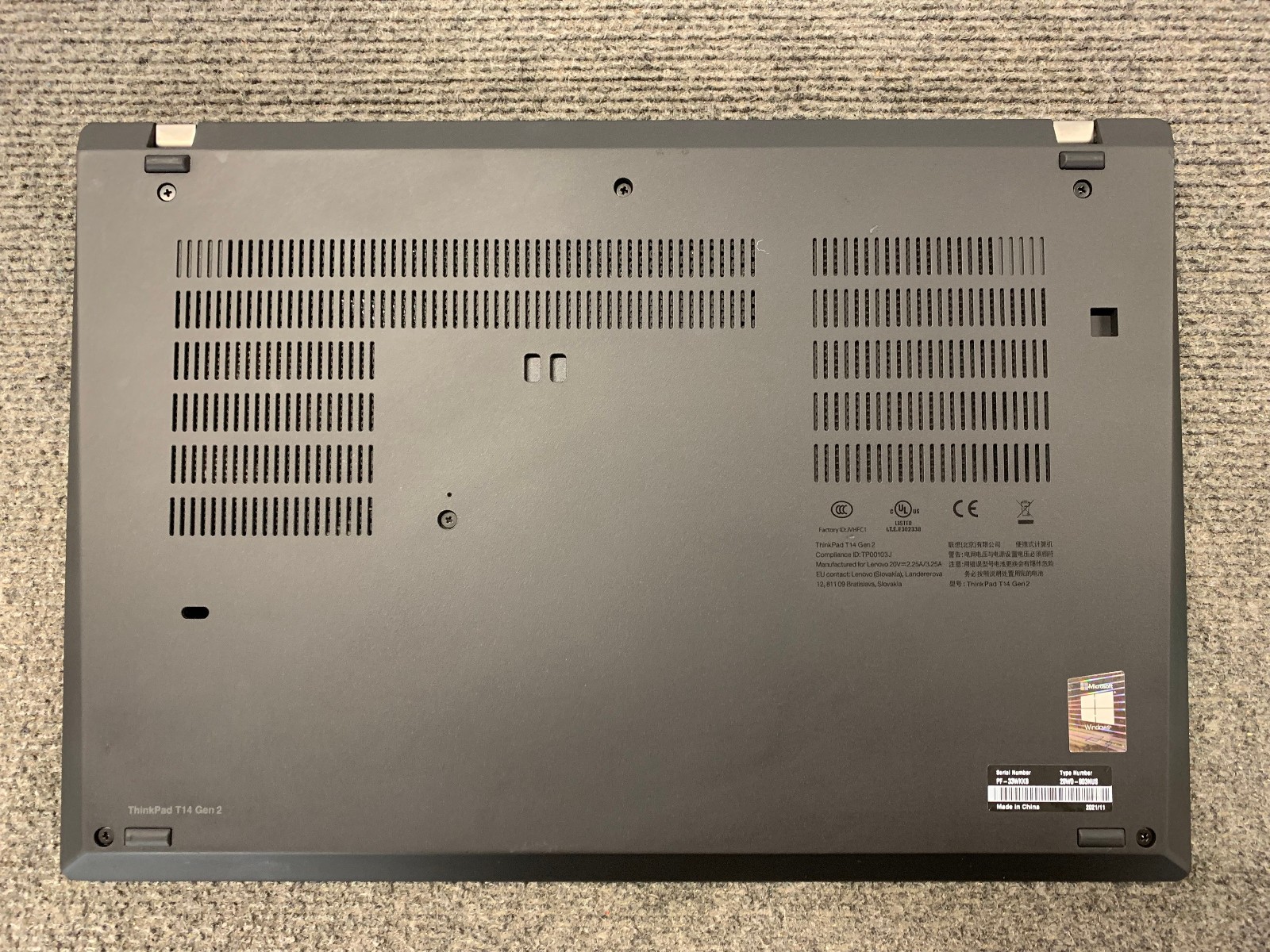 Lenovo ThinkPad T14 Gen 2i 14″ Touch Laptop i7-1185G7 16GB RAM 512GB NVMe, As Is