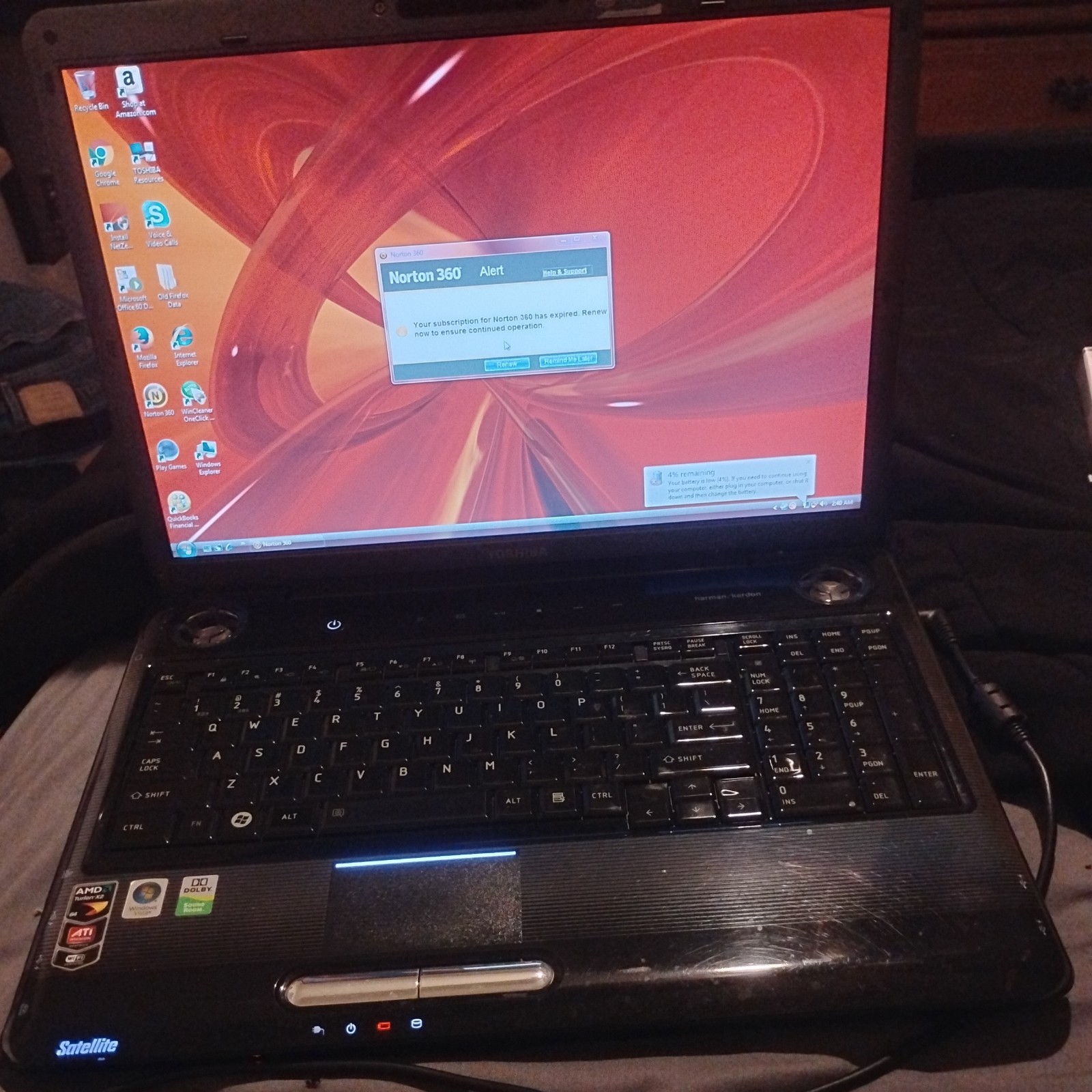 Toshiba Satellite P305D-S8828 Laptop | AMD Turion X2 Windows Vista