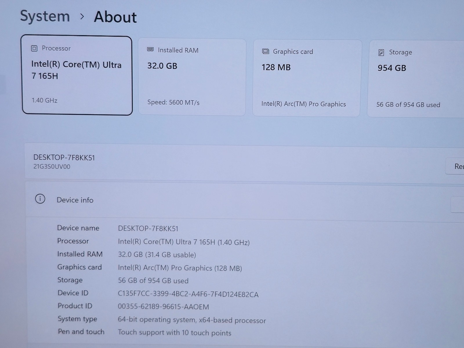 Lenovo ThinkPad P14S Gen 5 Intel Ultra 7 165H 56GB RAM 1TB SSD Ark Pro Touch