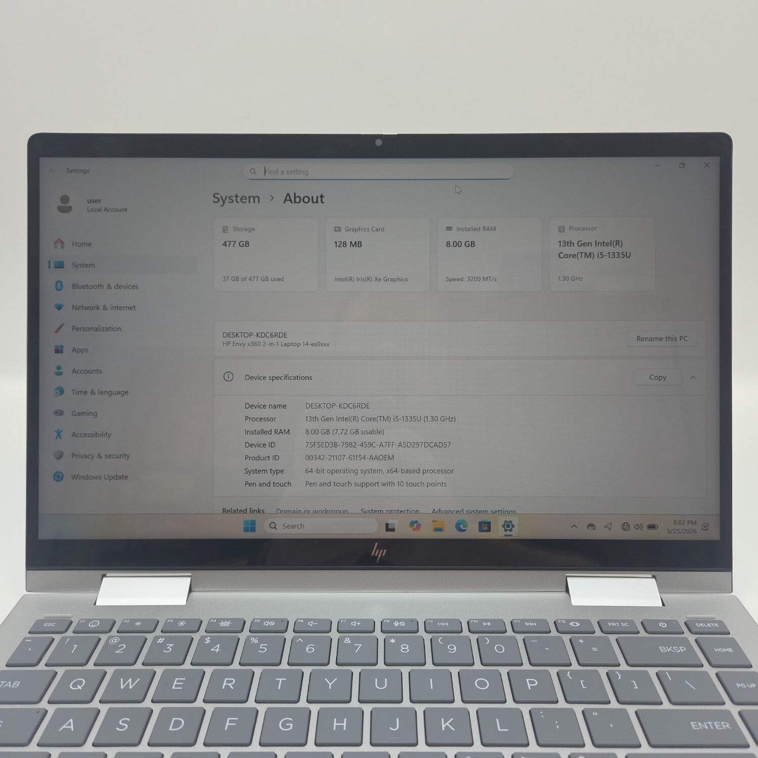 HP Envy x360 14-ES0013DX 13.9″ i5-1335U 1.3GHz 8GB RAM 500GB SSD