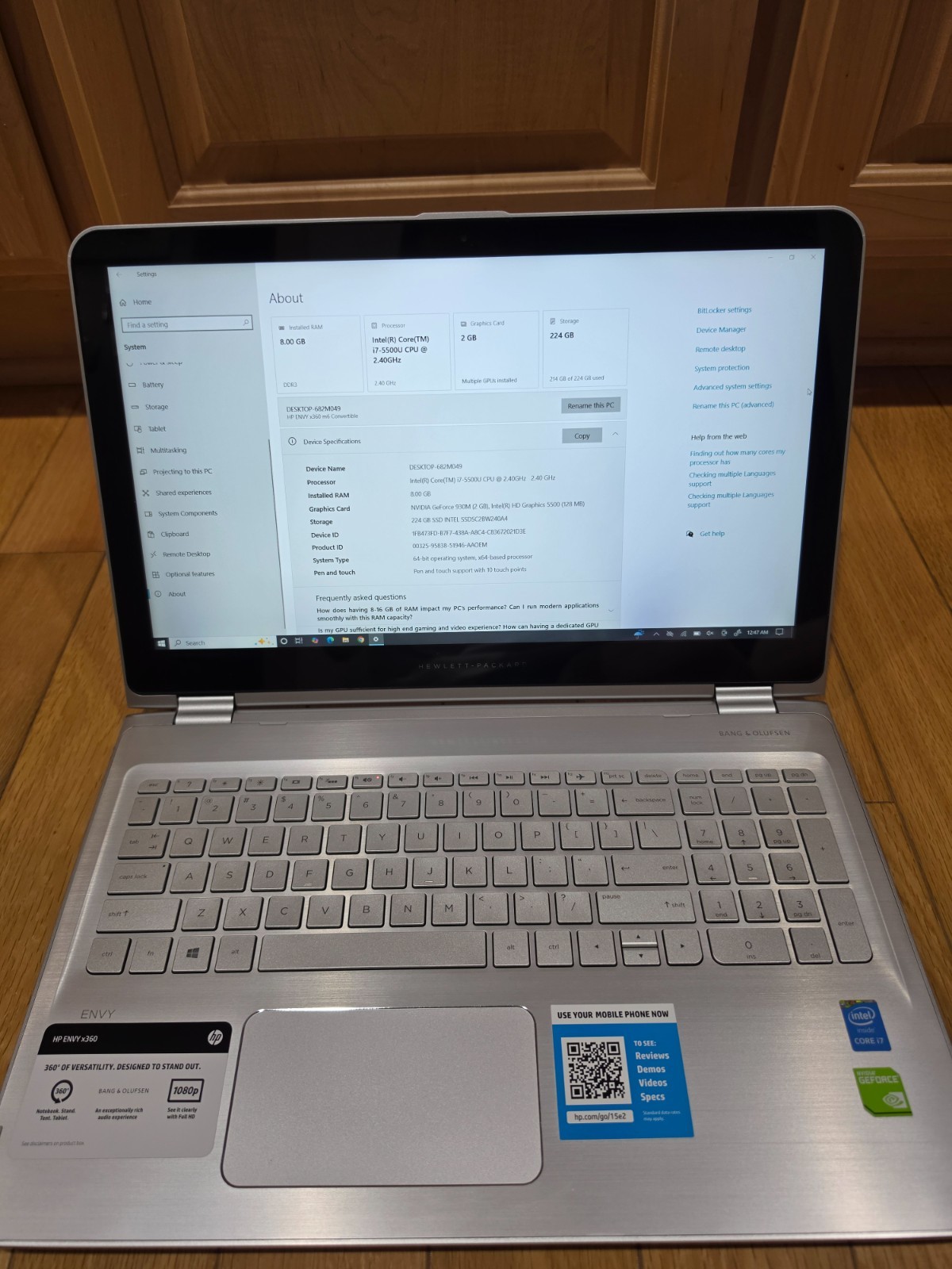 HP Envy M6-W102DX x360 2-in-1 15.6 Laptop 5th Intel i7-5500U 2.4GHz Windows 10
