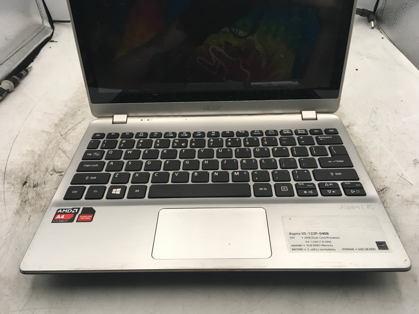 ACER ASPIRE V5 122P 0408 – FOR PARTS/NO POWER – AMD A4 1250 – 4GB RAM – READ -BB