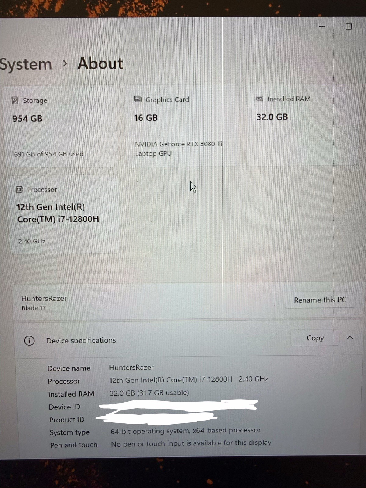 Razer Blade 17 Gaming Laptop RZ09-0423PEC3 1tb RTX3080ti 32gb Ram 360hz FHD