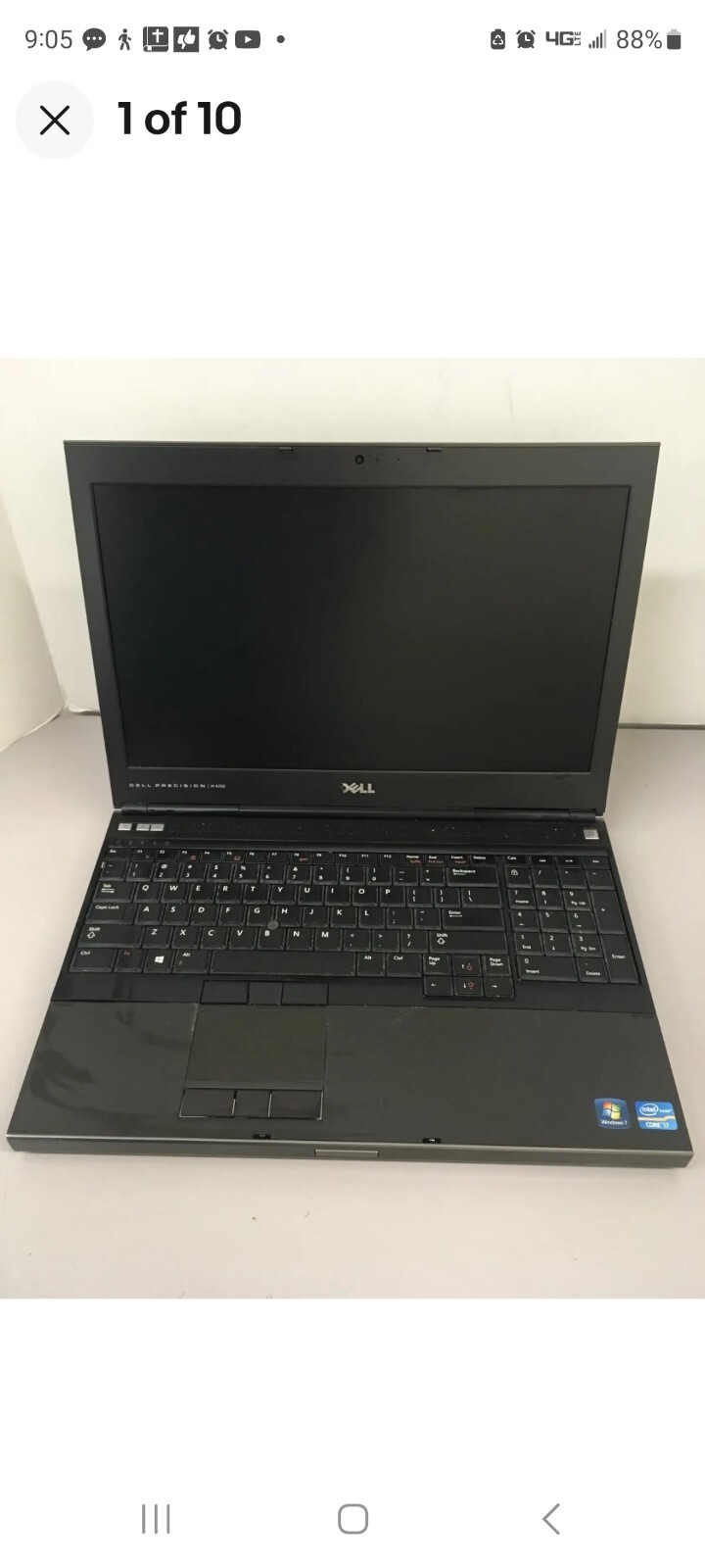 Dell Precision M4700 Used For Parts/Repair i7-3740QM 3.70 GHz 16GB 15.6 No Ram