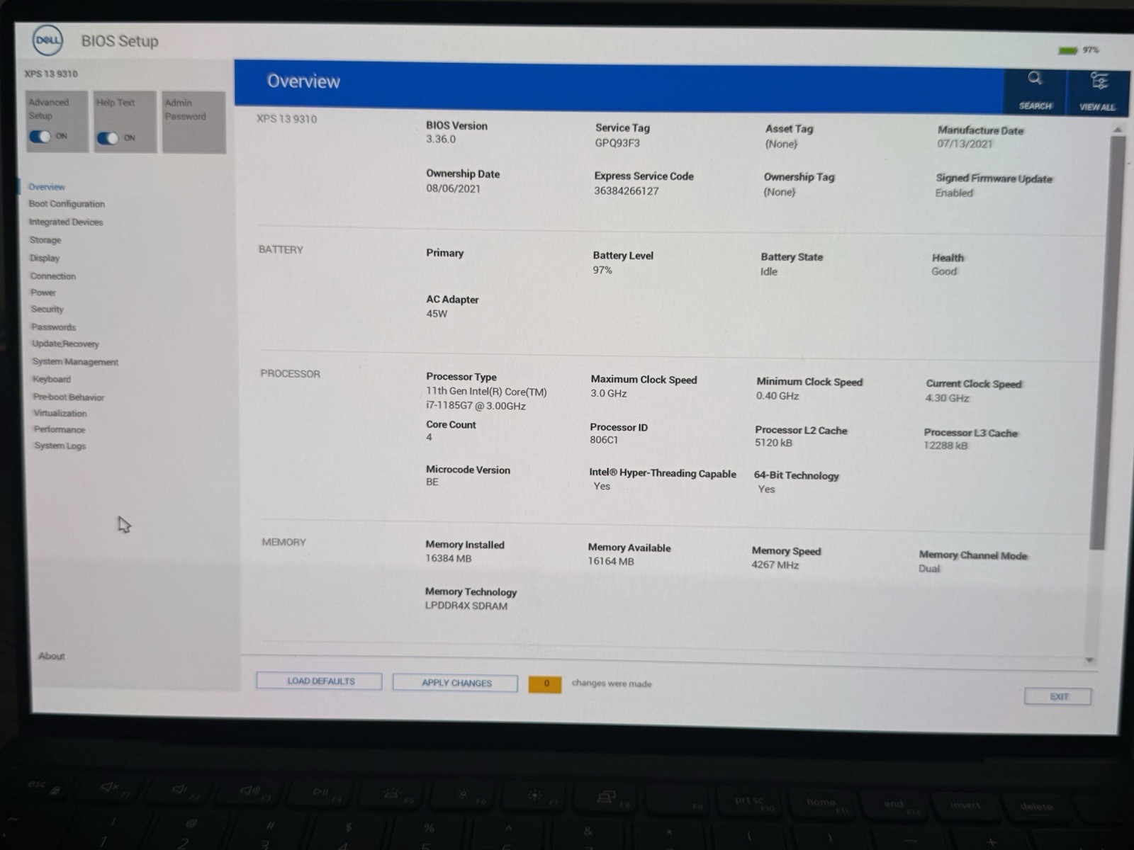 Dell XPS 13 9310 13.4″ i7-11th Gen 16GB 512GB SSD Win10 3456×2160