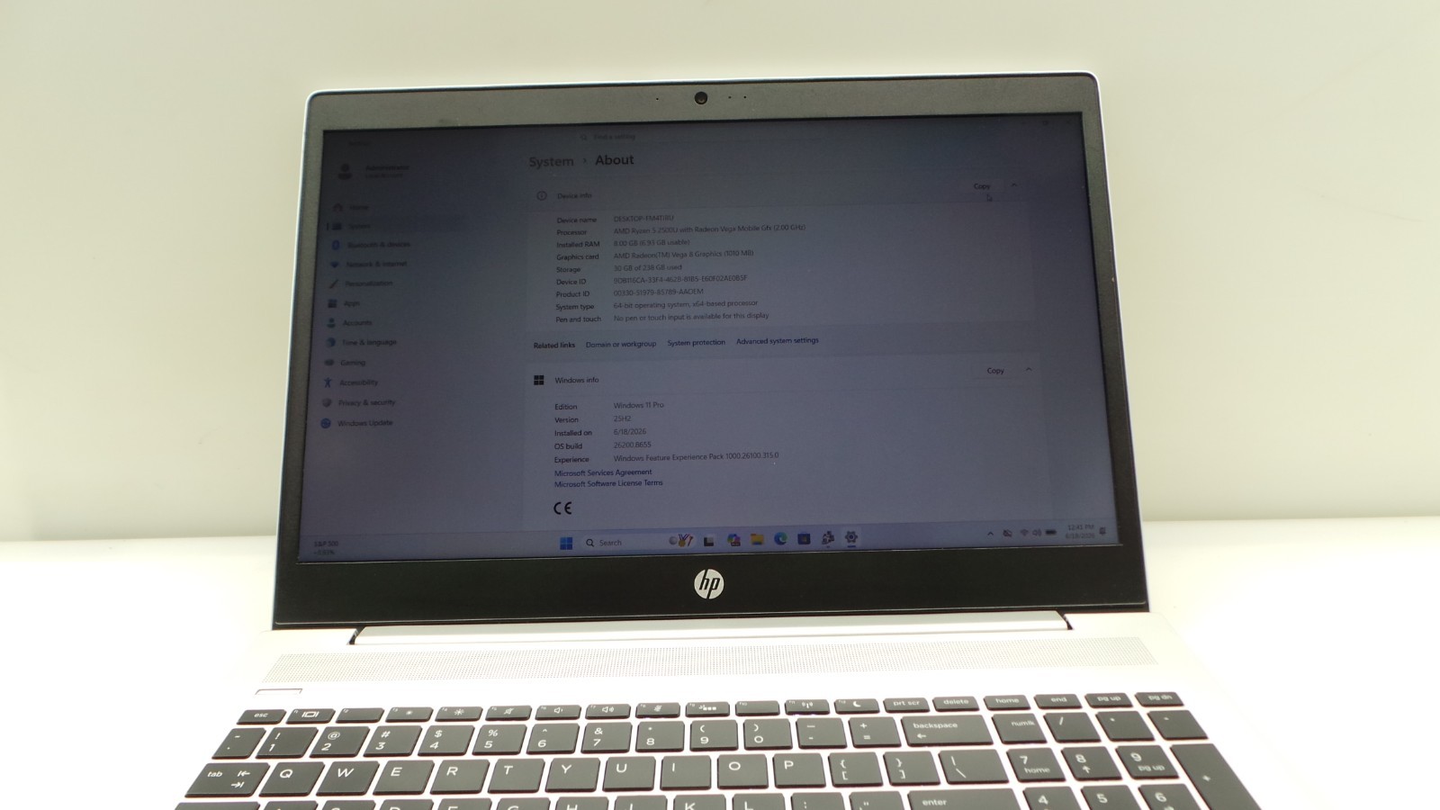 HP ProBook 455 G6 | 15.6″ | AMD Ryzen 5 2500U | 8GB RAM 256GB NVMe | WIN 11 PRO