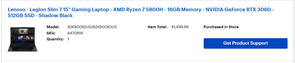 Legion Slim 7 AMD Ryzen 7 5800H 16GB Memory NVIDIA GeForce RTX 3060 512GB SSD