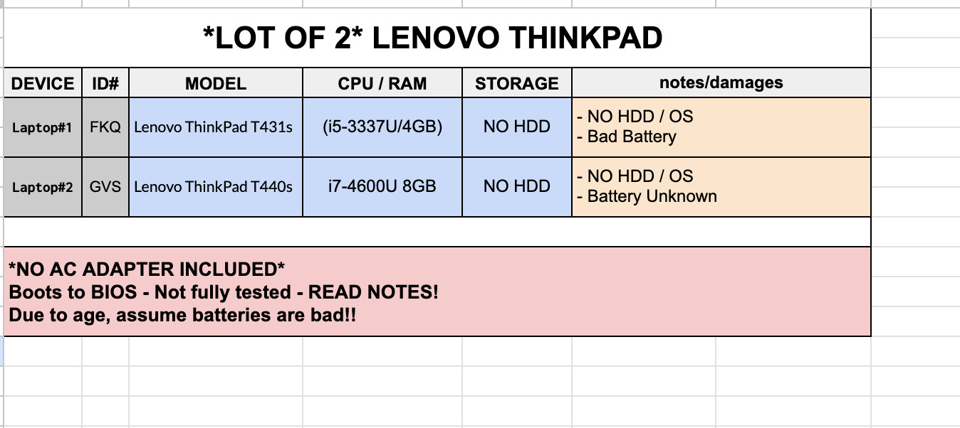 *LOT OF 2* Lenovo ThinkPad T440s T431s i5 / i7-4600U 8GB RAM – NO HDD *READ!!!!*
